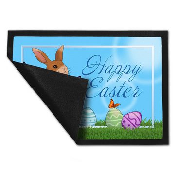Fußmatte Happy Easter Fußmatte in 35x50 cm mit Osterhasen und bunten Ostereiern, speecheese