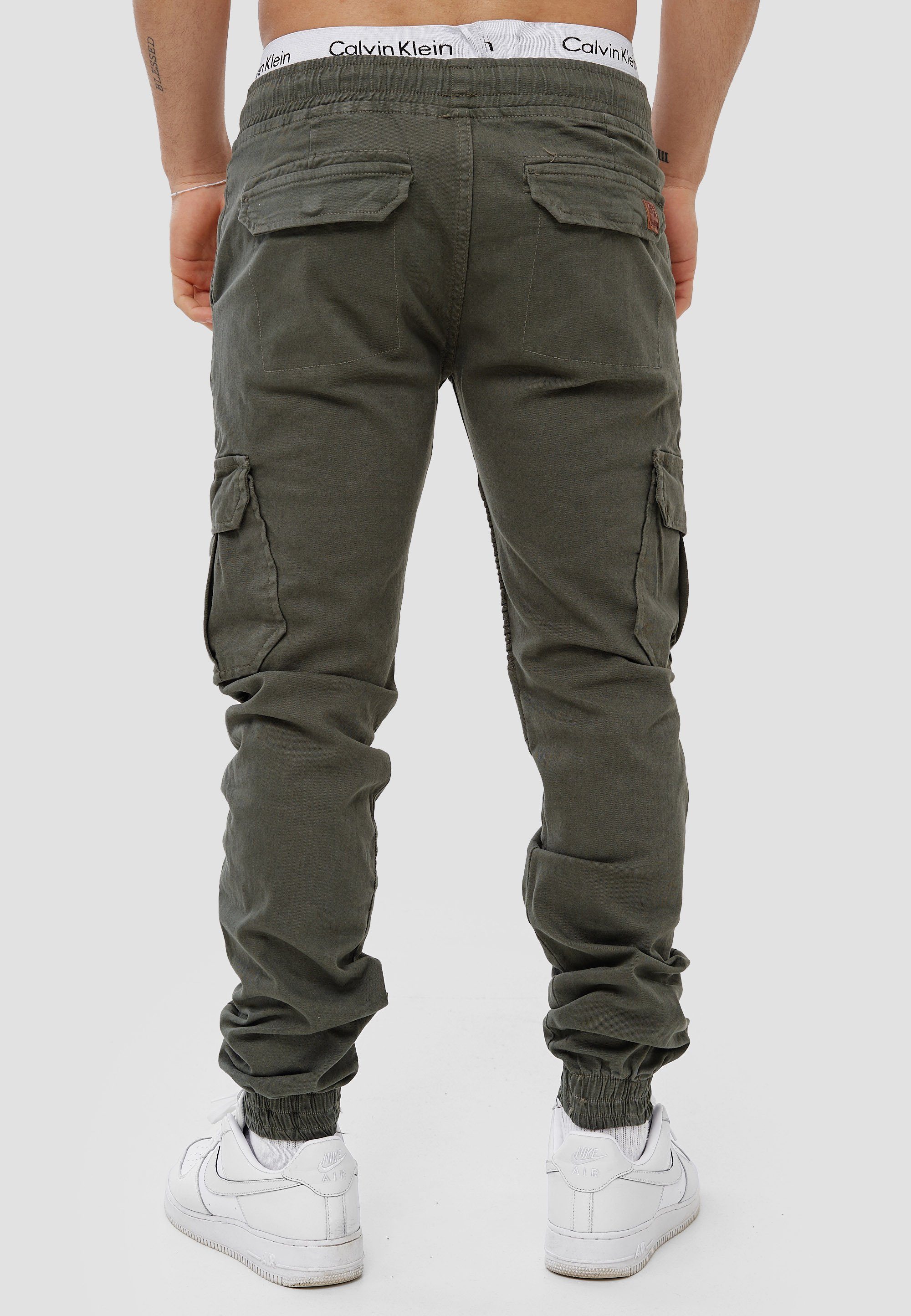 Freizeit 1-tlg) (Chino Khaki Straight-Jeans OneRedox Cargohose Business Streetwear, H-3414 Casual