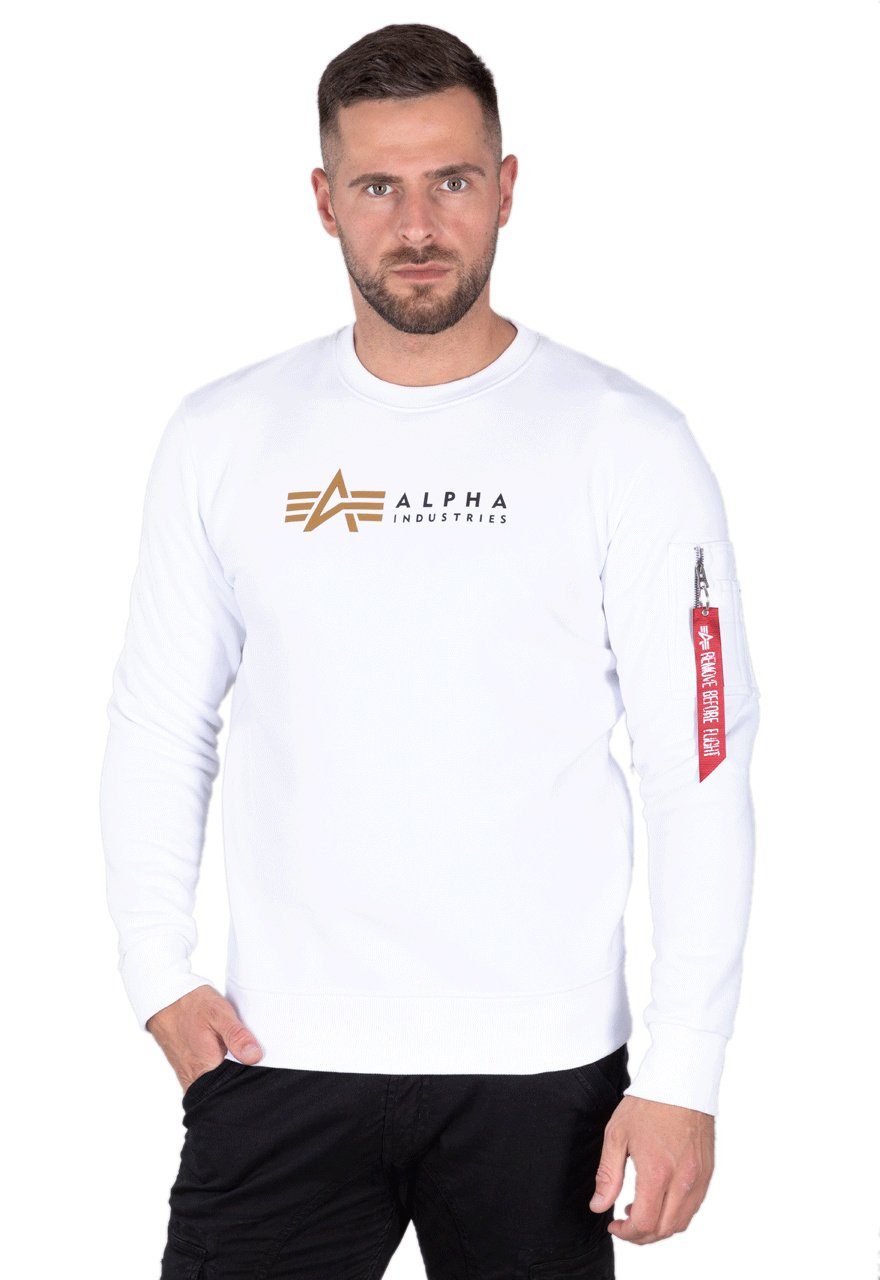 Alpha Industries Sweatshirt Alpha Industries Herren Sweatshirt Alpha Label white