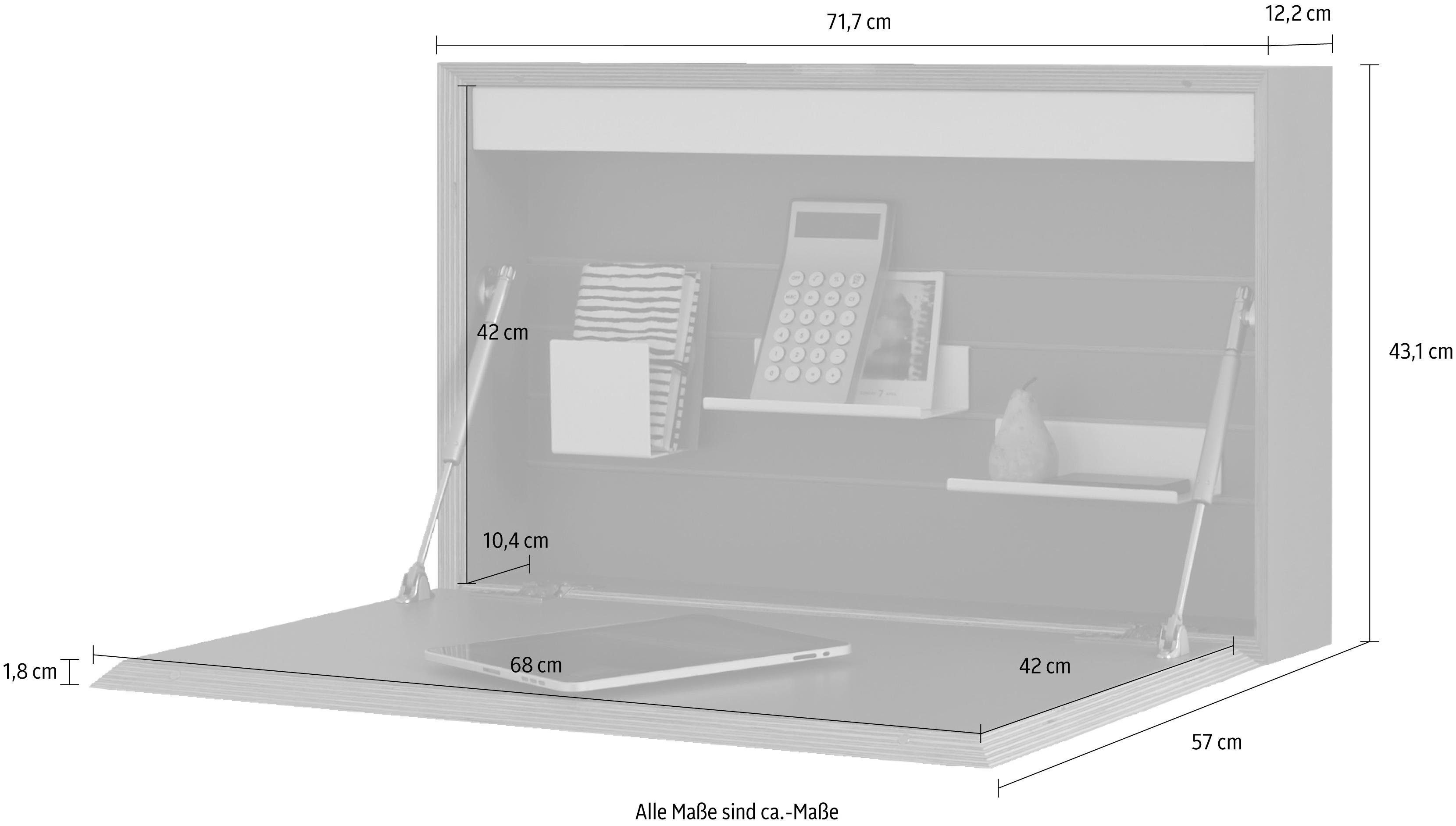 mit Touch-Funktion Müller anthrazit Beleuchtung Birkenkante SMALL wahlweise An/Aus-Schalter FLATBOX, Wandsekretär oder mit LED LIVING