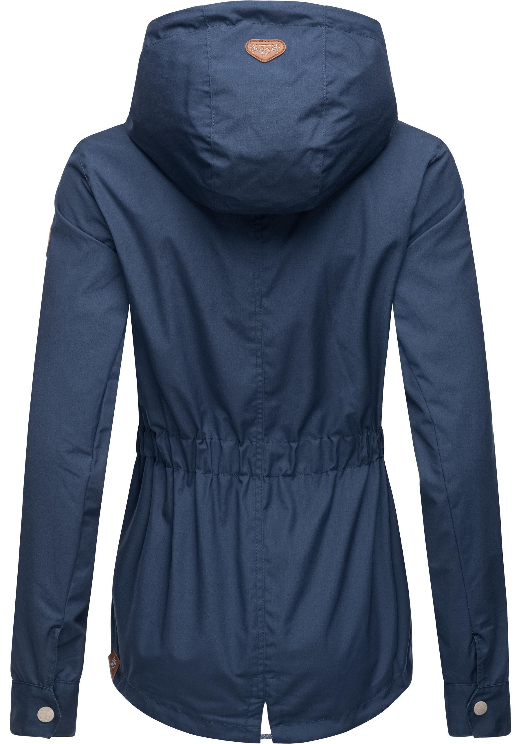 Kapuze blau Übergang Übergangsjacke Outdoorjacke Ragwear mit Monade großer stylische