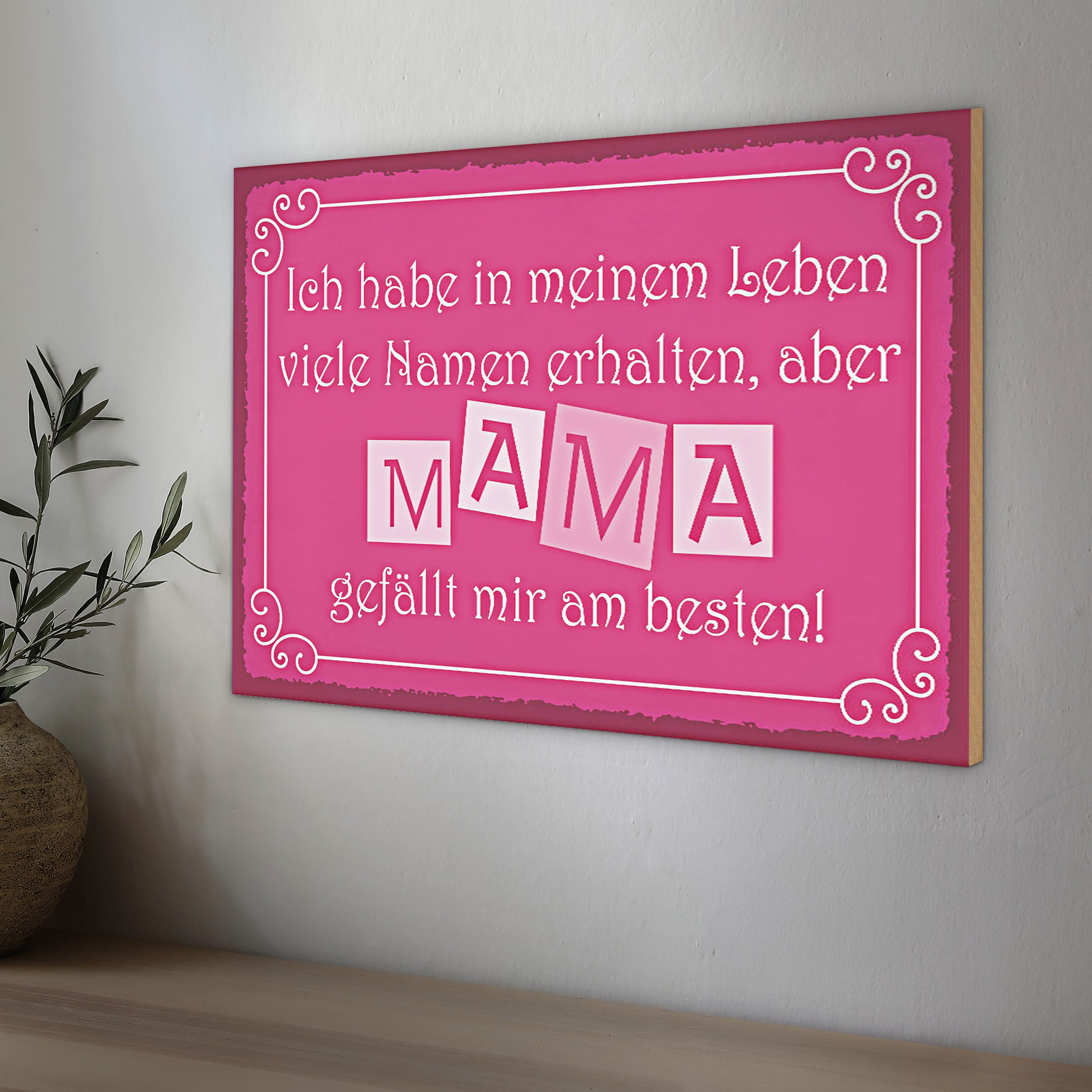 Roomando Holzbild Spruch 40x30cm Name Mama gefällt mir am besten