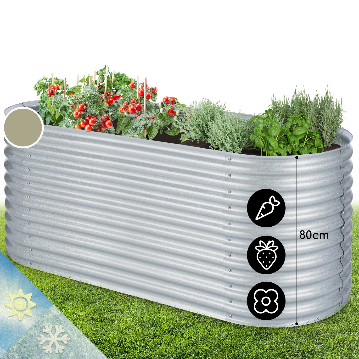 blumfeldt Blumentopf High Grow, Hochbeet Metall Balkon Pflanzkasten Pflanzkübel Blumenkasten