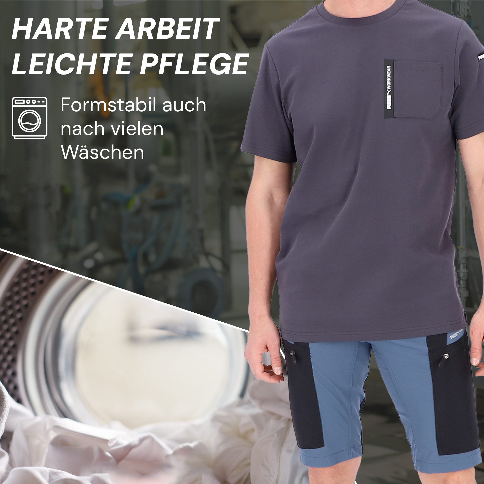PUMA Workwear T-Shirt ADVANCED Arbeitsshirt - Herren Shirt mit Brusttasche - Utility Fach Strapazierfähiges und atmungsaktives Gewebe, für Handwerk und Logistik – Bild 5 von 5