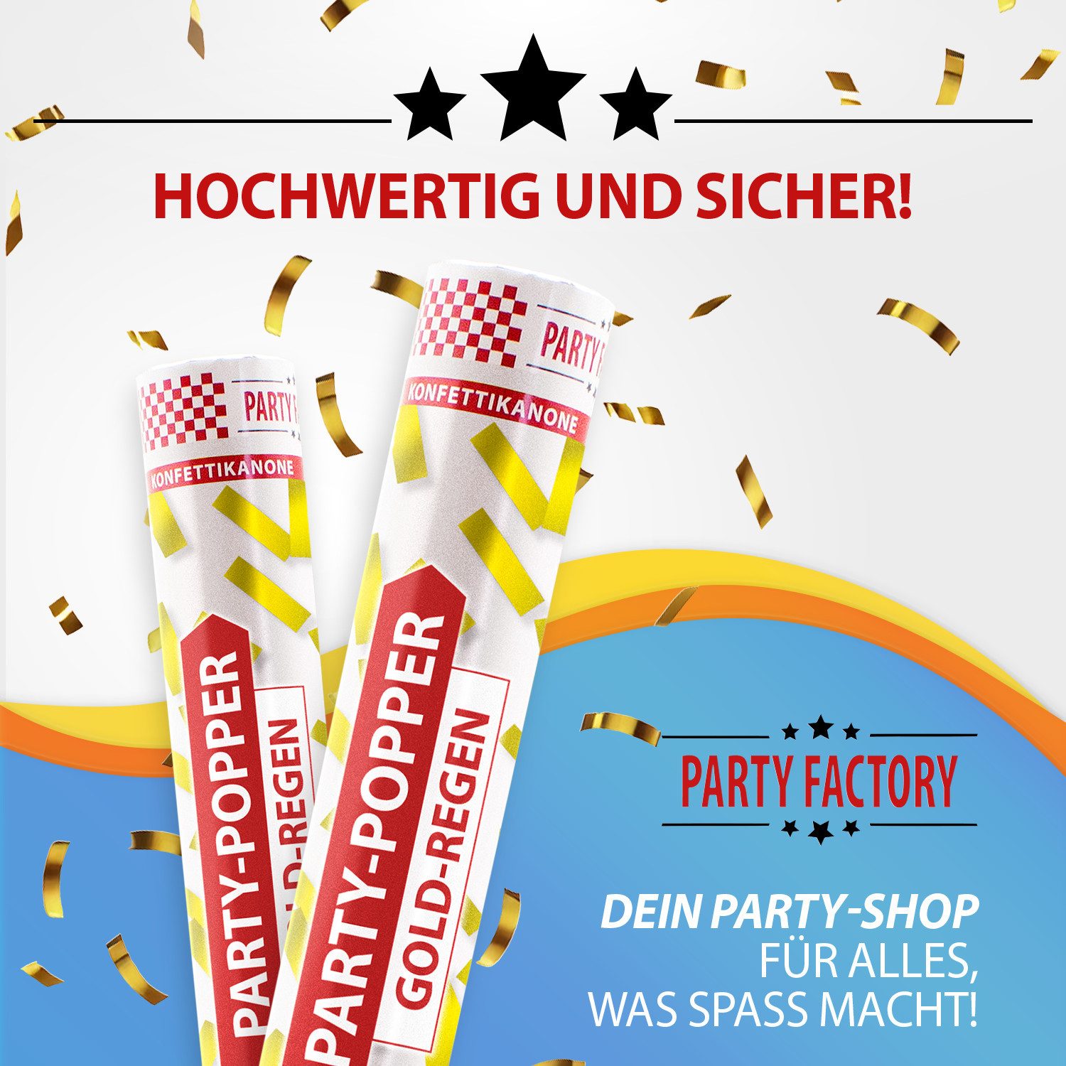 Party Factory Konfetti Party Popper 40cm Goldregen Konfetti 12er Set Konfetti Shooter