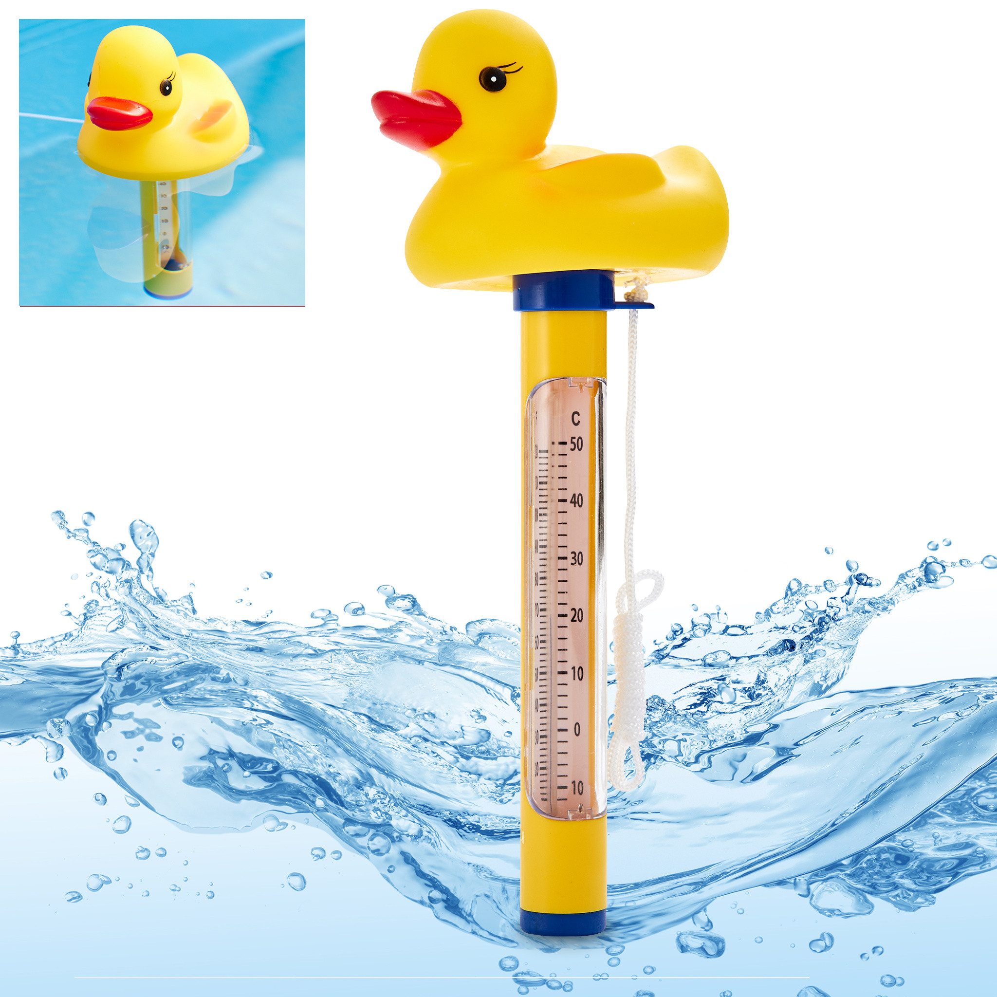 Hecht Badethermometer mit reißfesten Band Celsius 0-50°C, Ideal für Pools, Badewannen, Schwimmbäder und Teiche