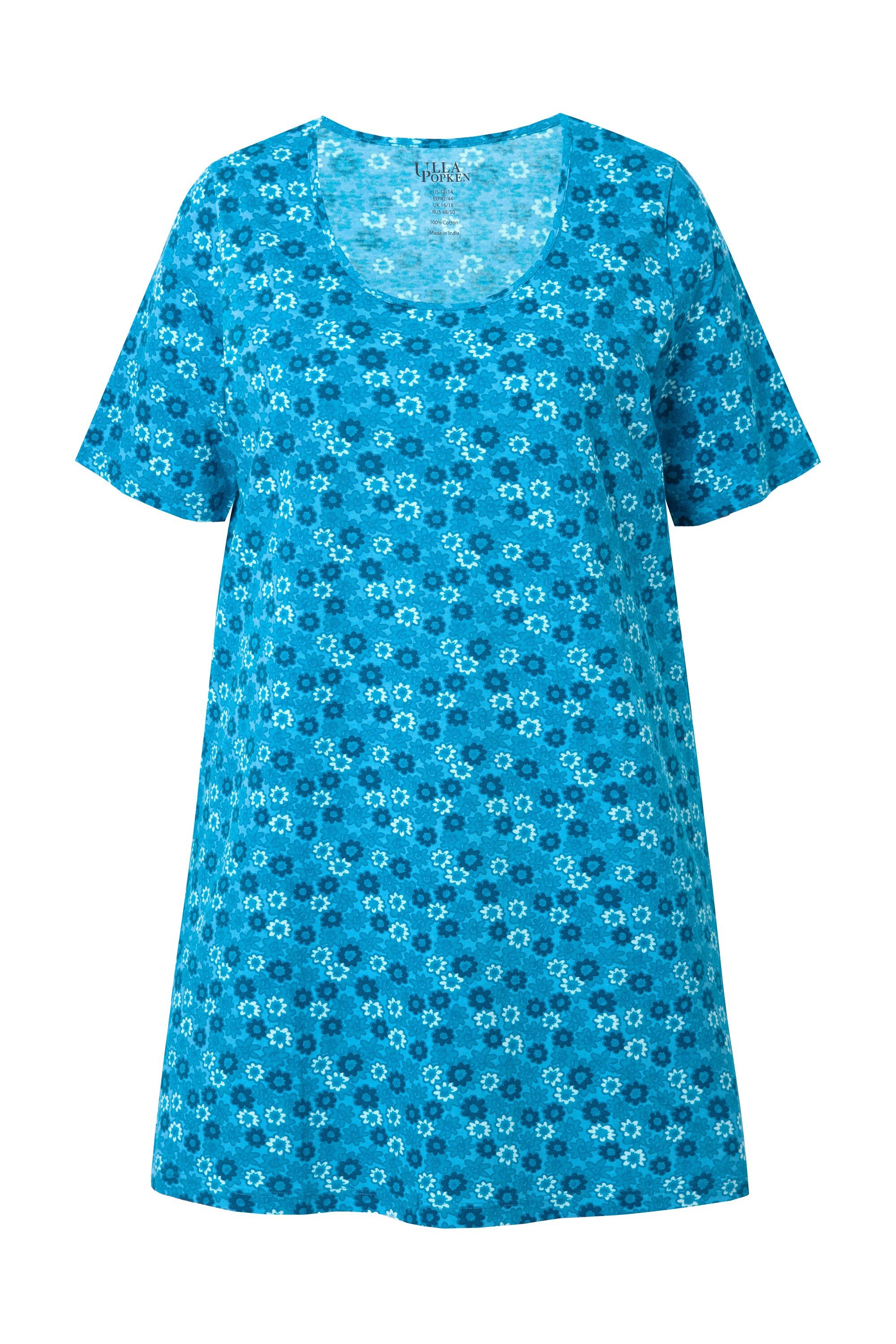 Ulla Popken Longshirt Longshirt Blüten A-Linie Rundhals Halbarm günstig online kaufen