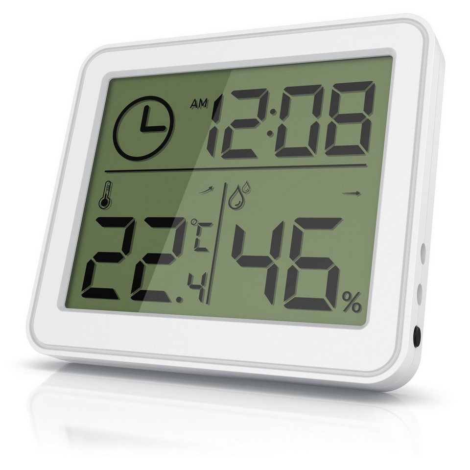 BEARWARE Innenwetterstation (Haltemagneten, Thermometer Hygrometer zeigt  Temperatur, Luftfeuchtigkeit & Uhrzeit an) | Wettersensoren