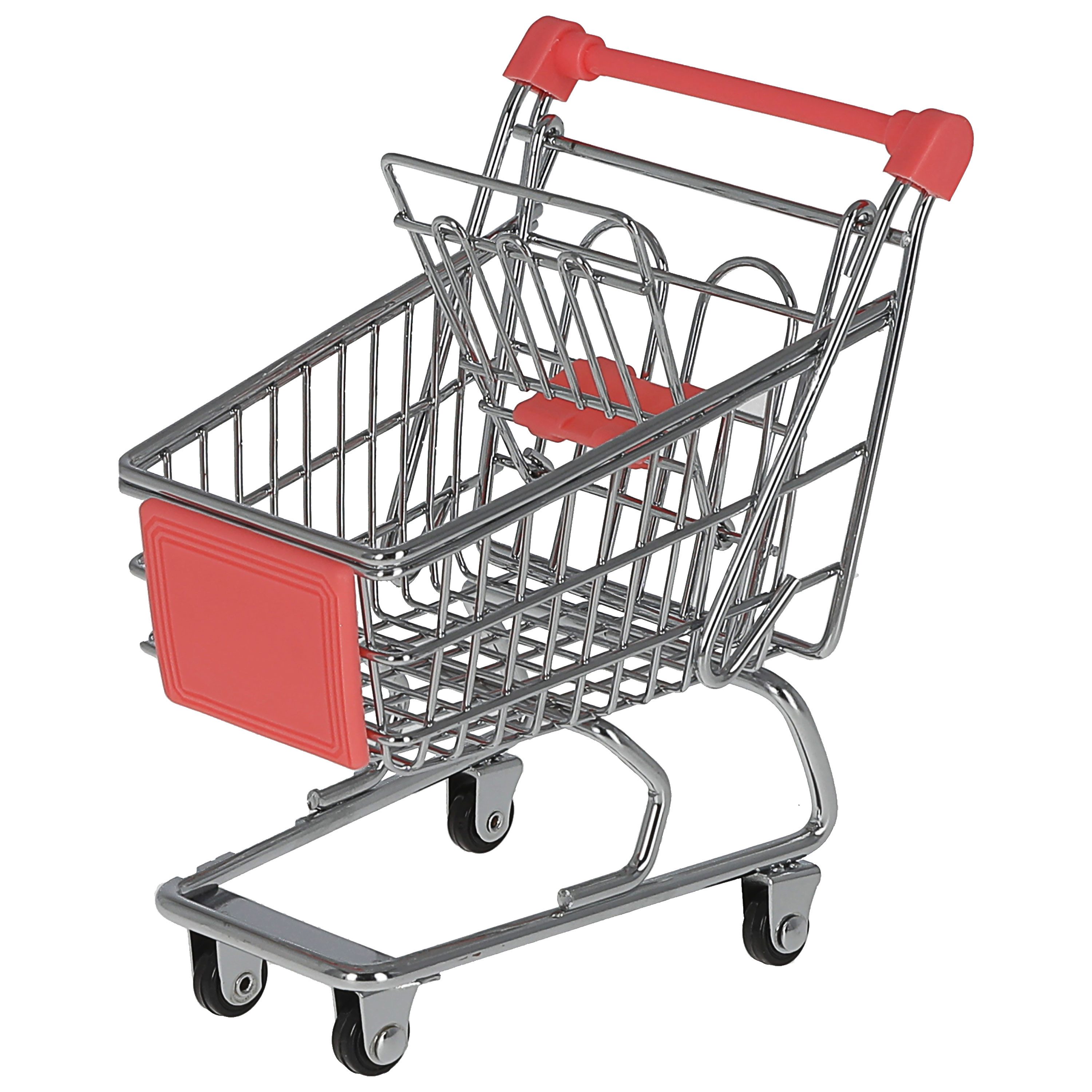 CEPEWA Spiel-Einkaufswagen Miniatur Einkaufswagen 9,5x14x12cm Eisen silber rot Handwagen