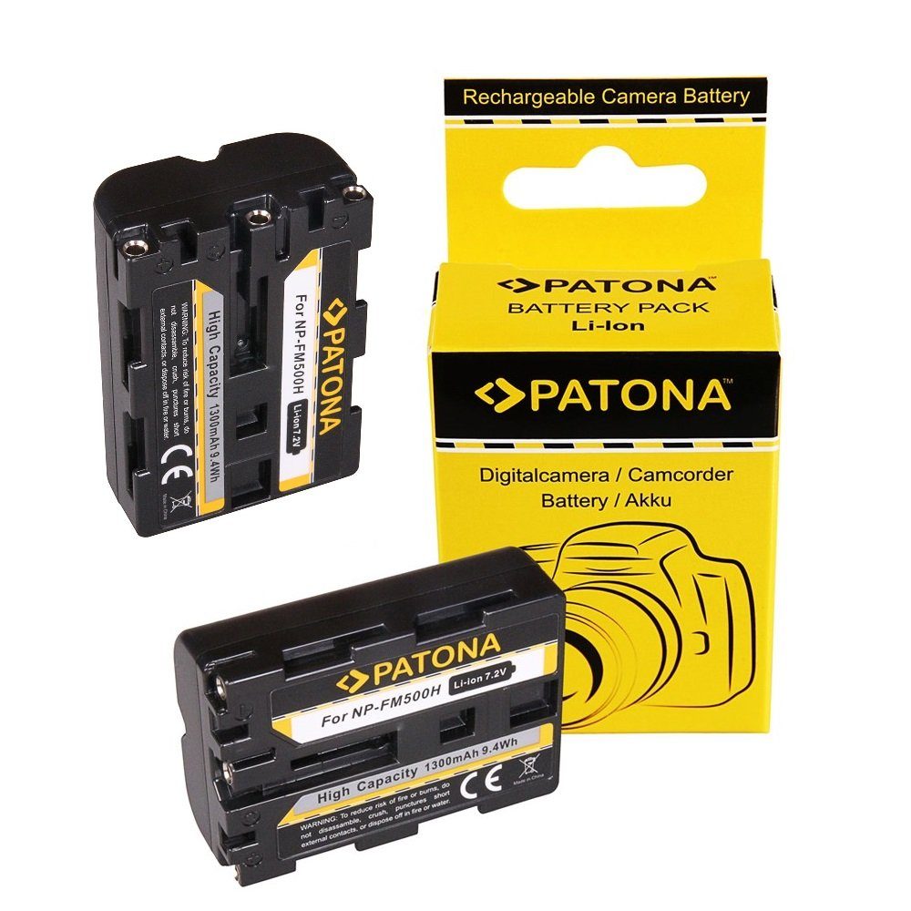 Patona 2x Akku für Sony NP-FM500H Kamera-Akku Ersatzakku Kameraakku 1300 mAh (7,2 V, 2 St), NP-FM500 A900 A700 A300 A200