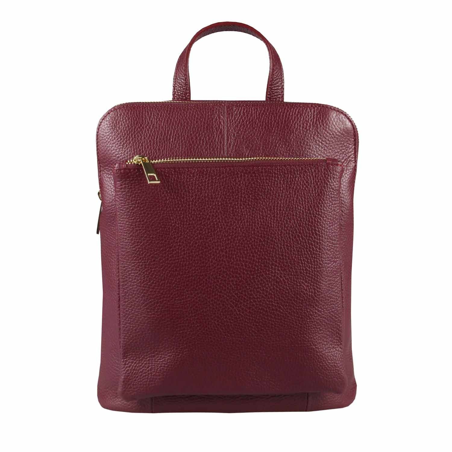ITALYSHOP24 Rucksack MADE IN ITALY LEDER DAMEN Umhängetasche Backpack Schultertasche Bag, PREMIUM City Daypack Tagesrucksack Handgepäck Shopper Freizeitrucksack