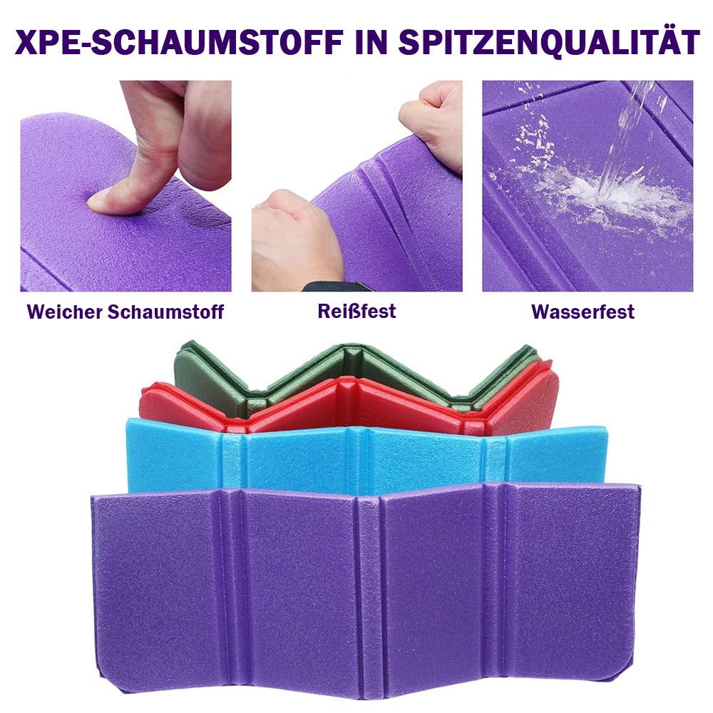 AFKSMILE Stuhlkissen 4 Stück Sitzkissen Outdoor Faltbar, XPE Wetterfest Faltbar Wasserdicht, Outdoor Sitzunterlage mit 4 Aufbewahrungstasche für Wandern Picknick