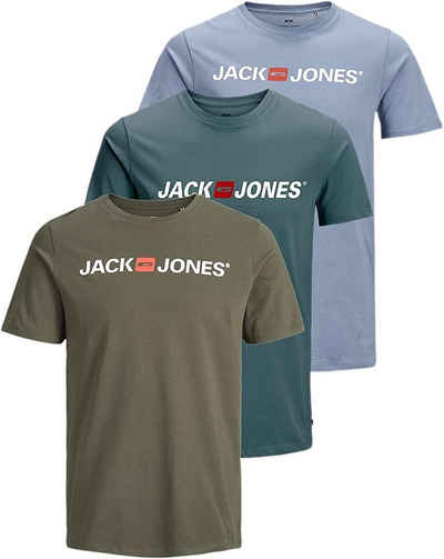Jack & Jones T-Shirt Stilvolles Slim-Fit Shirt mit Printdruck (3er-Pack) bequemes Oberteil aus Baumwolle, Розмір XL
