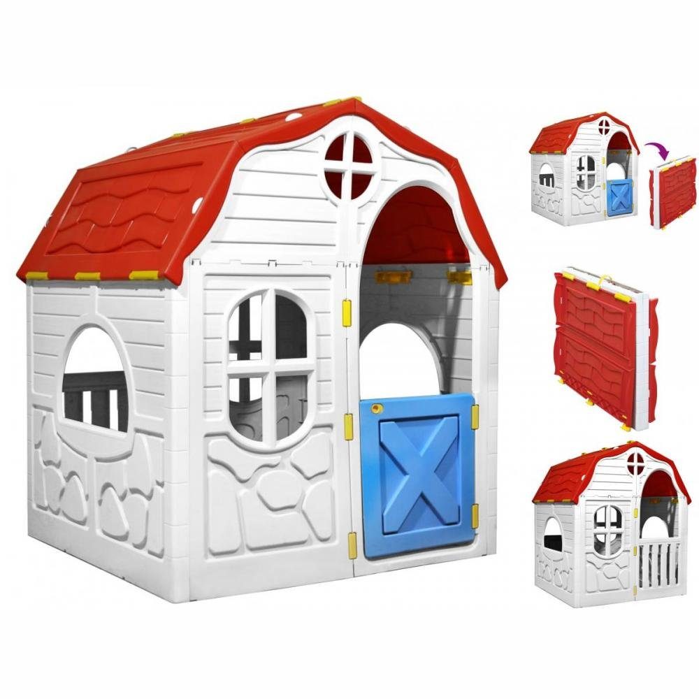 vidaXL mit Schließbarer Spielhaus Tür Kinderspielhaus und Faltbares Fenstern
