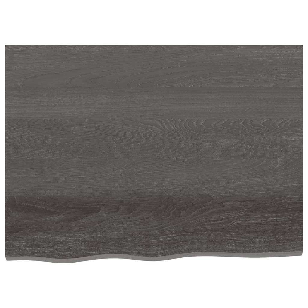 cm Dunkelgrau Behandelt 80x60x2 Tischplatte Eiche furnicato Massivholz