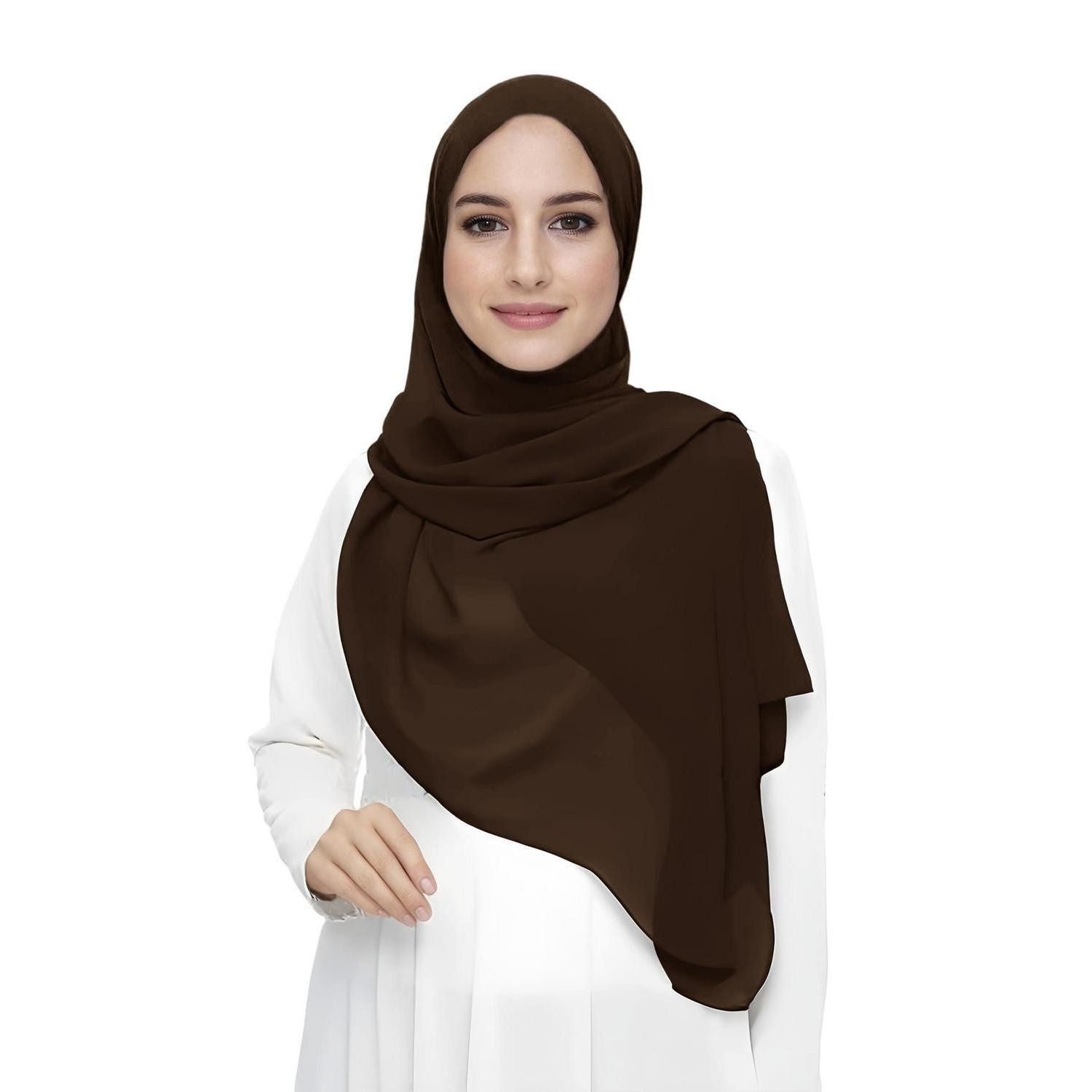 LuxusKollektion Kopftuch Hijab aus Chiffon Dunkelbraun, (1-St)