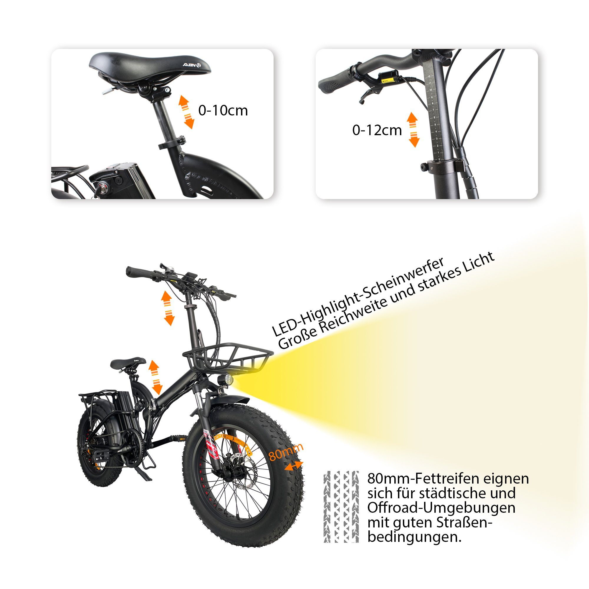 Zoll decovi E-Bike, 20 Lithium Batterie 17.5Ah E-Bike Klapprad 48V