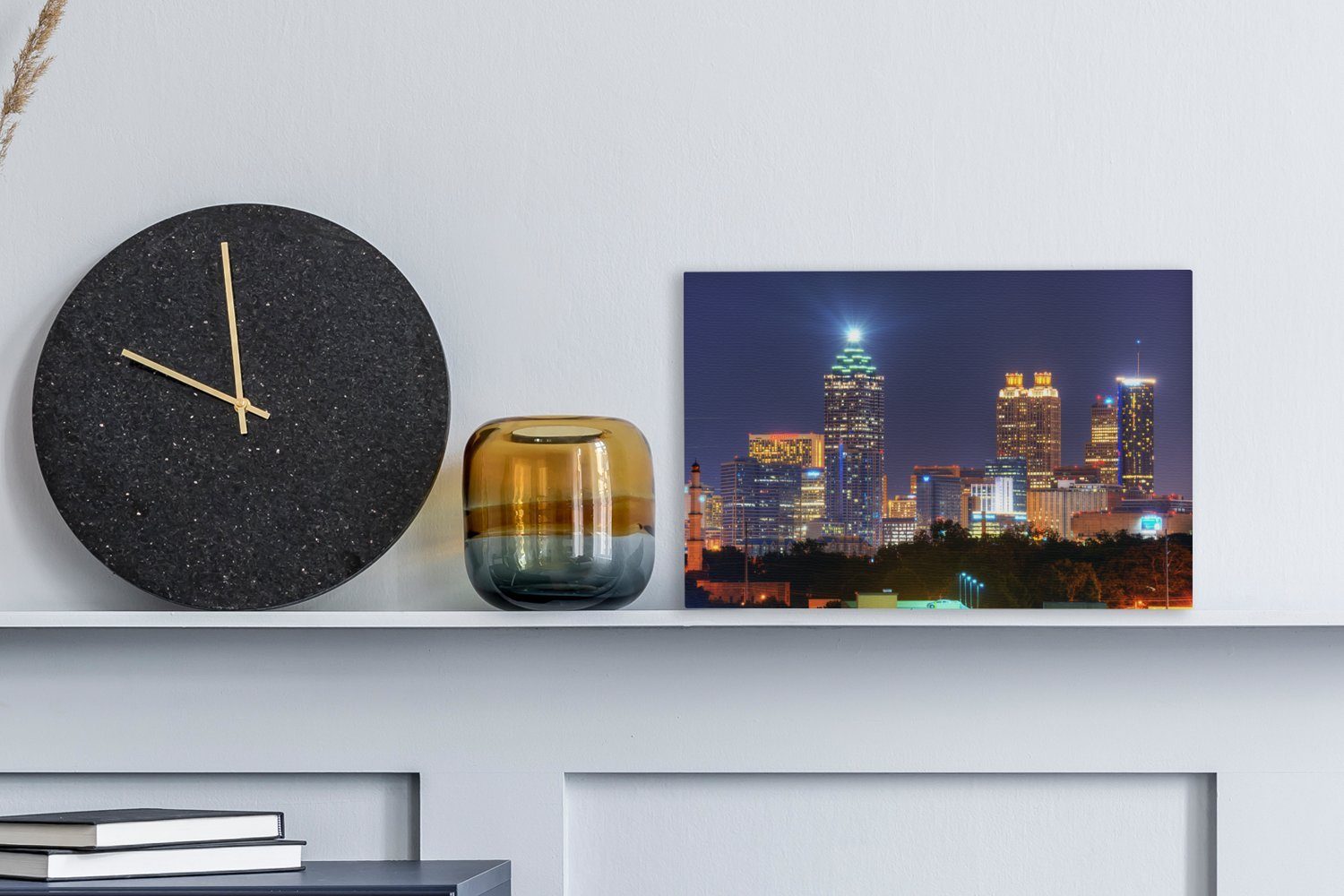 OneMillionCanvasses® Leinwandbild Atlanta Nacht - cm Wandbild - (1 Stadt, Leinwandbilder, St), 30x20 Aufhängefertig, Wanddeko