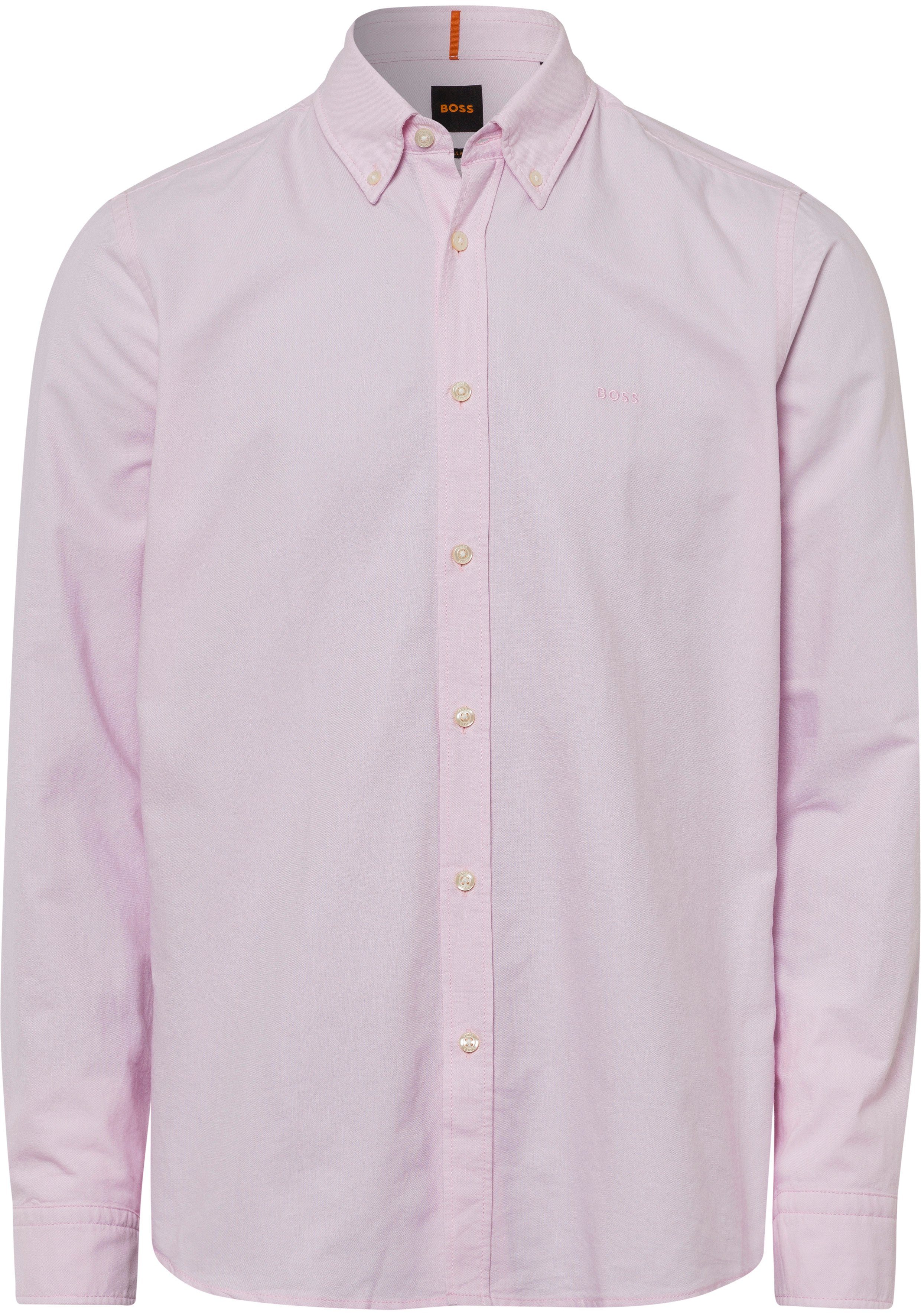 (1-tlg) Langarmshirt mit Rickert Label-Stickerei ORANGE light/pastel_pink682 am BOSS Manschettenschlitz