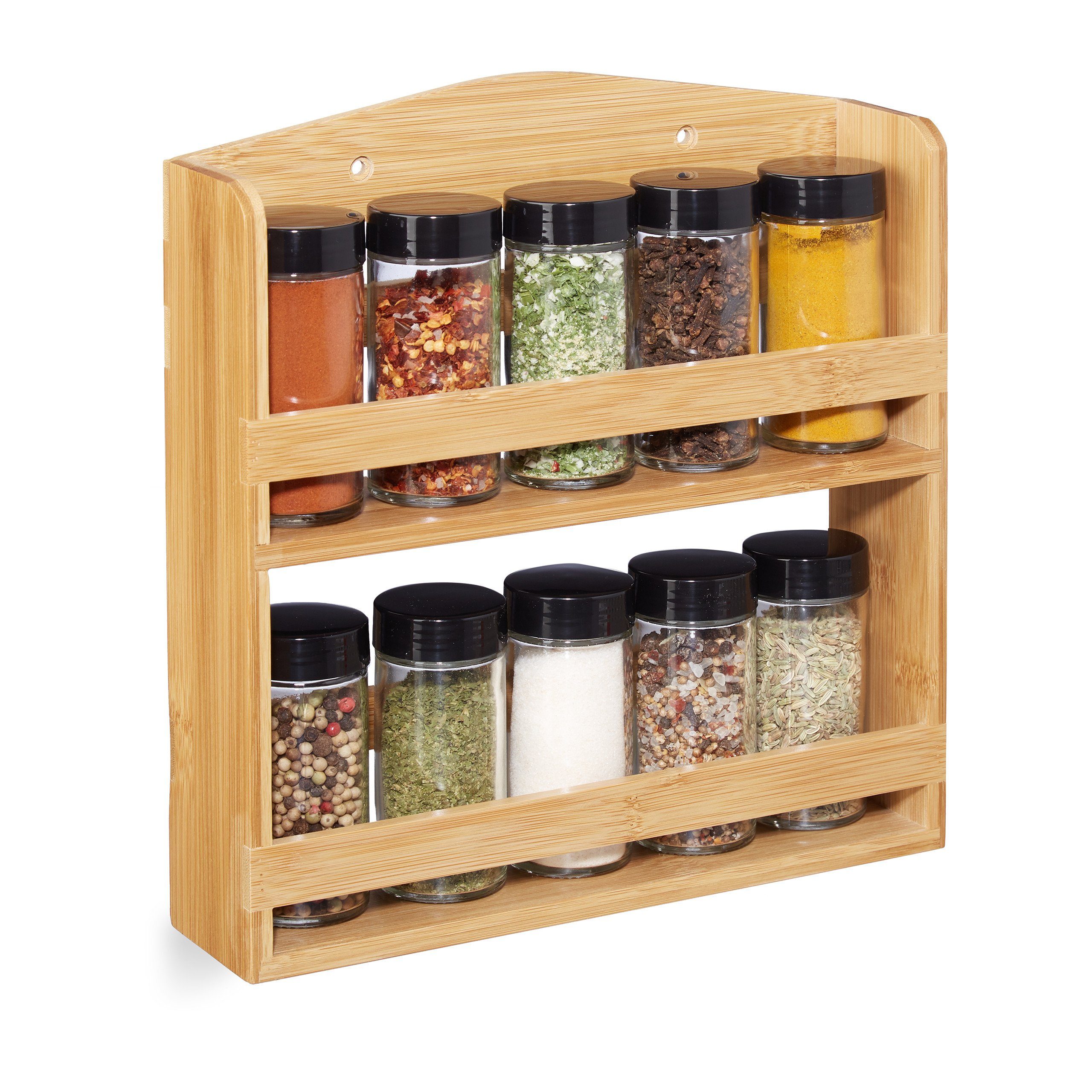relaxdays Gewürzregal Bambus Gewürzregal 10 Gläser günstig online kaufen