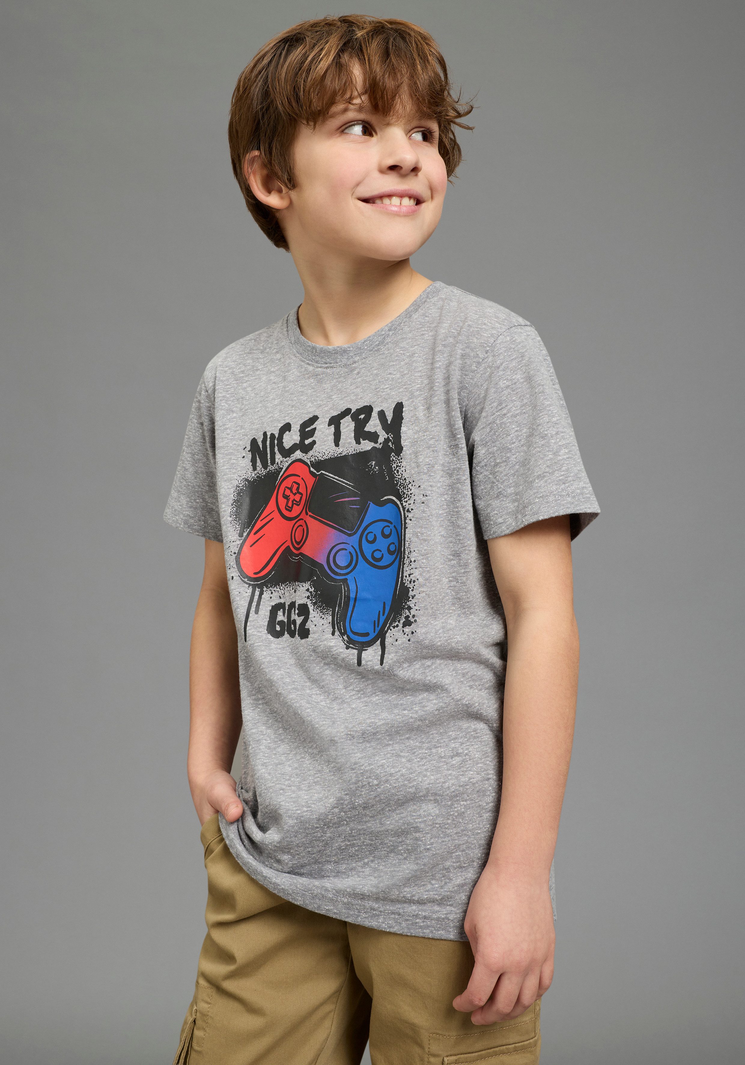 KIDSWORLD T-Shirt Gamer-Druck: NICE TRY, cooler Gamer-Print