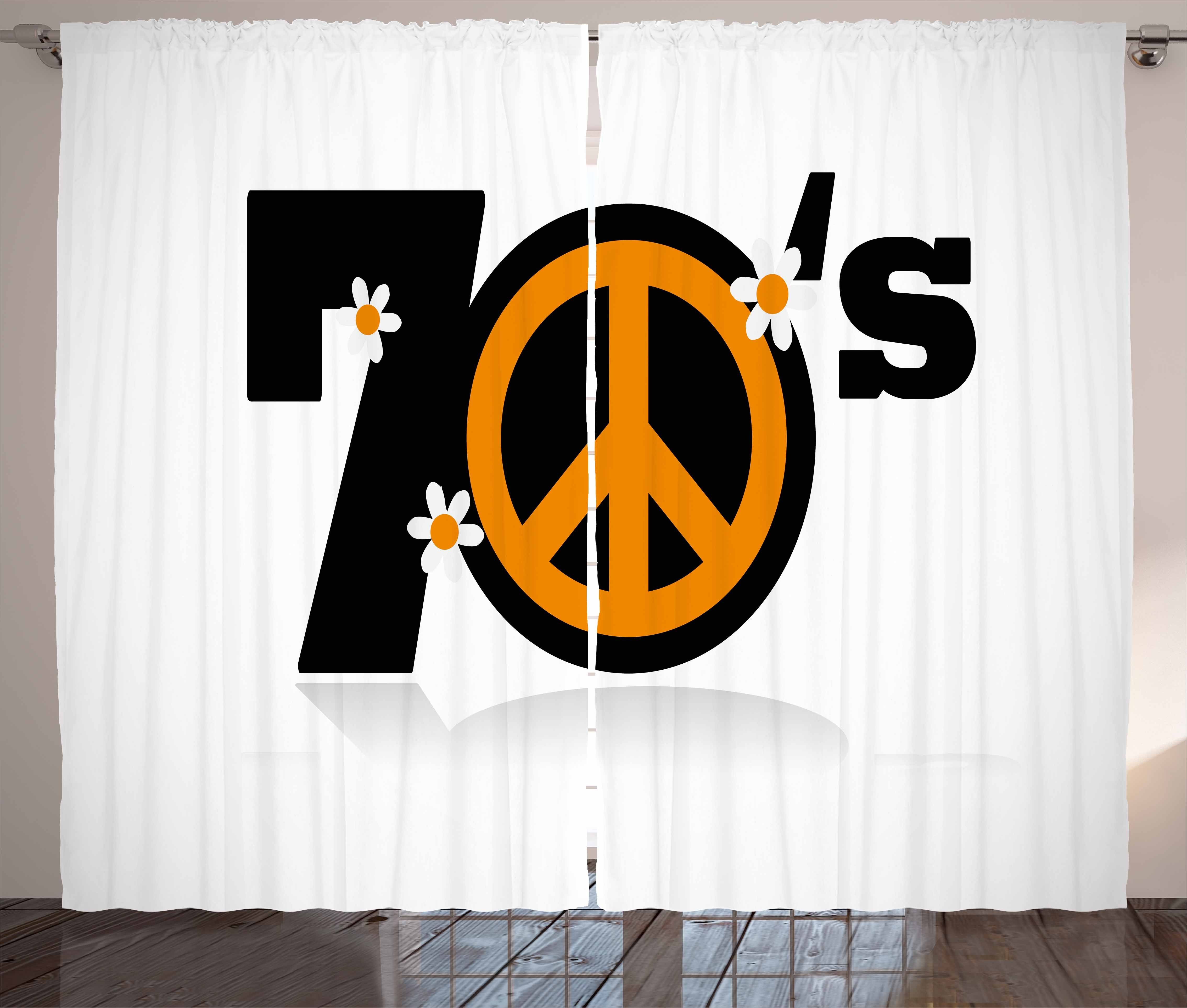 Gardine Schlafzimmer Kräuselband Vorhang mit Hippie Peace und Gänseblümchen Haken, 70 Schlaufen Abakuhaus