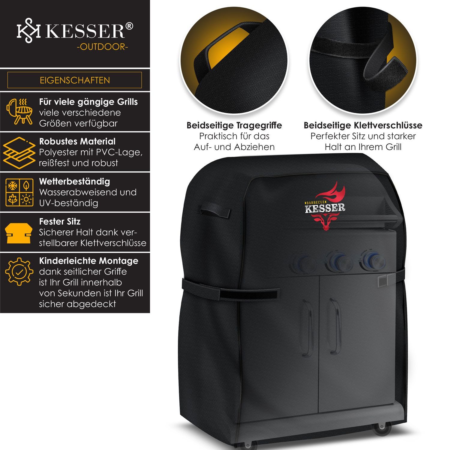 KESSER Grill-Schutzhülle, Premium BBQ Grillabdeckung Gasgrill Grillhaube Abdeckung Wet