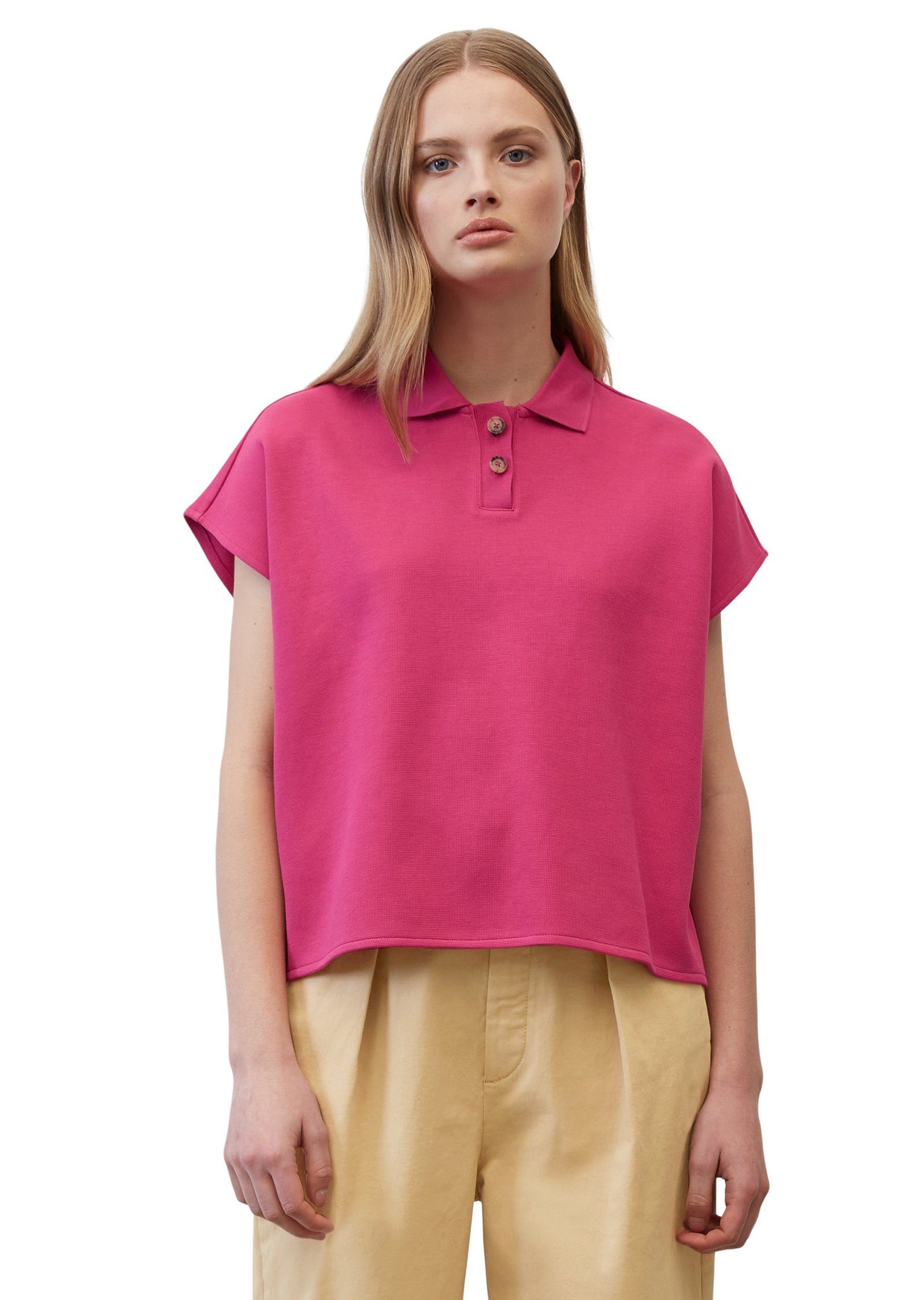Marc O'Polo DENIM T-Shirt aus rosa Organic-Cotton-Piqué-Jersey