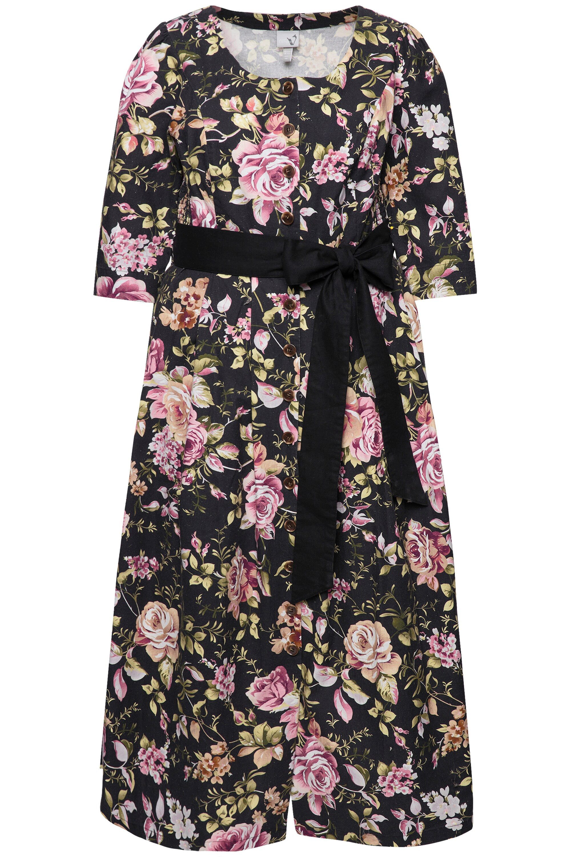 Ulla Popken Dirndl Maxikleid Leinenmix A-Linie günstig online kaufen