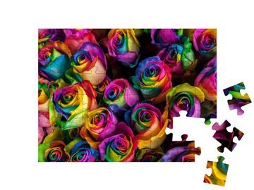 puzzleYOU Puzzle Leuchtend-bunte Regenbogenrosen, 48 Puzzleteile, puzzleYOU-Kollektionen Rosen, Blumen & Pflanzen