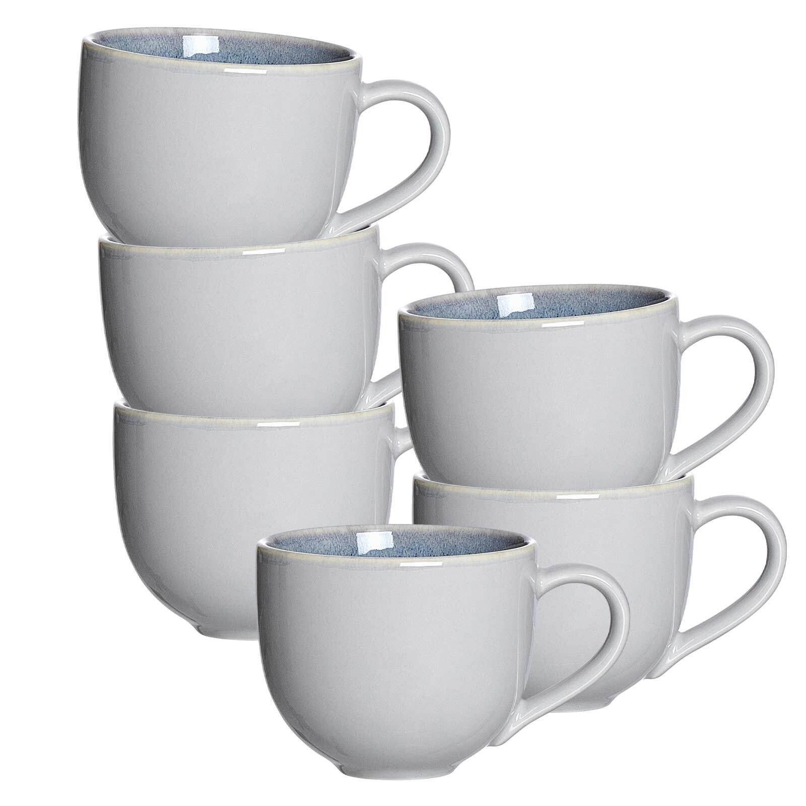 Ritzenhoff & Breker Becher Skagen Stone Kaffeebecher 440 ml 6er Set, 6-tlg., Porzellan