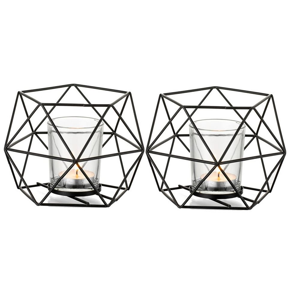 Teelichter Set - 2er Geometrisches Teelichthalter (2 Kerzenhalter Kerzenhalter St) Sarfly