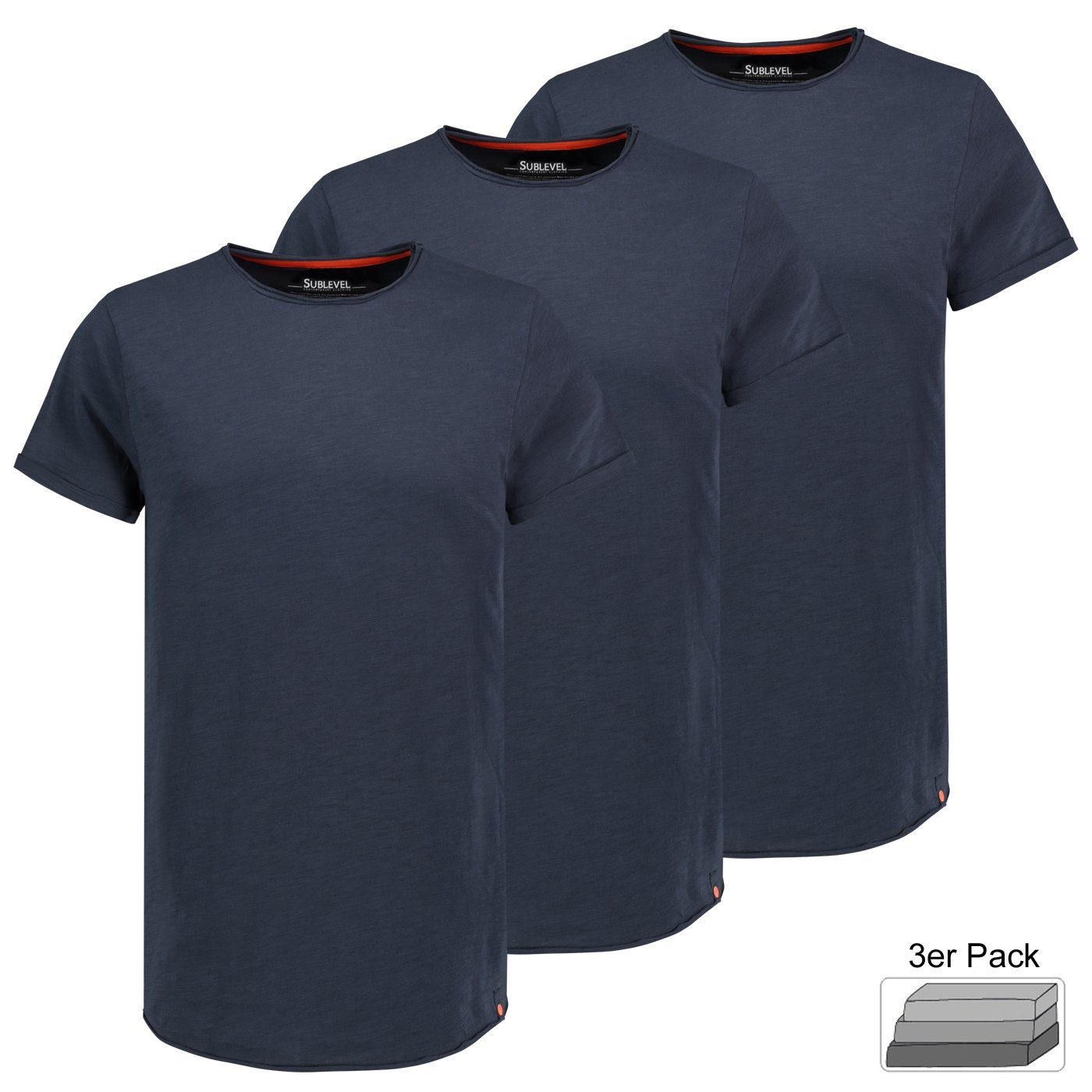 SUBLEVEL Kurzarmshirt Sublevel Herren T-Shirt kurz arm 3er Pack Freizeit Basic Baumwolle
