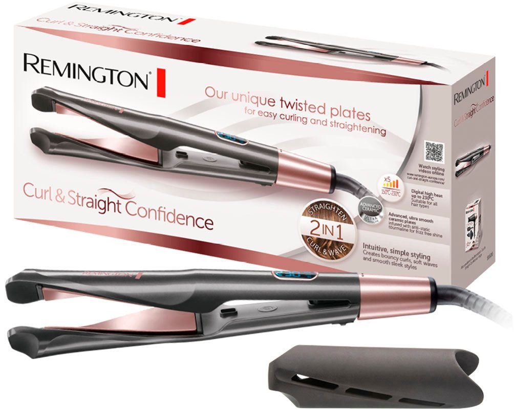 Remington Glätteisen S6606 Curl & Straight Confidence Haarglätter Keramik-Turmalin-Beschichtung, Professionelles 2-in-1 Styling: Glätteisen, Locken&Wellen, LCD  – Bild 3 von 5