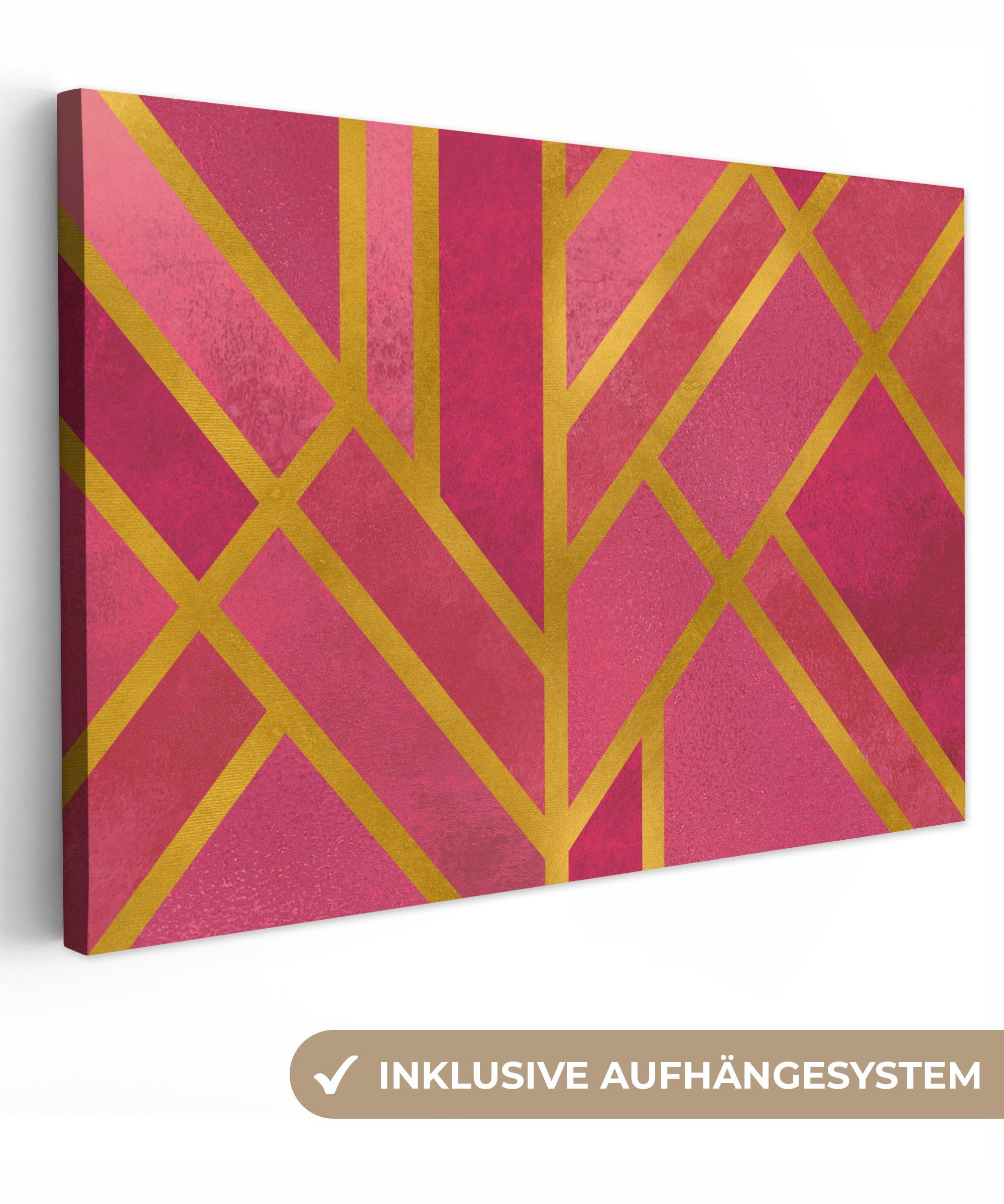 OneMillionCanvasses® Leinwandbild Gold - Design - Rosa, (1 St), Wandbild Leinwandbilder, Aufhängefertig, Wanddeko, 30x20 cm