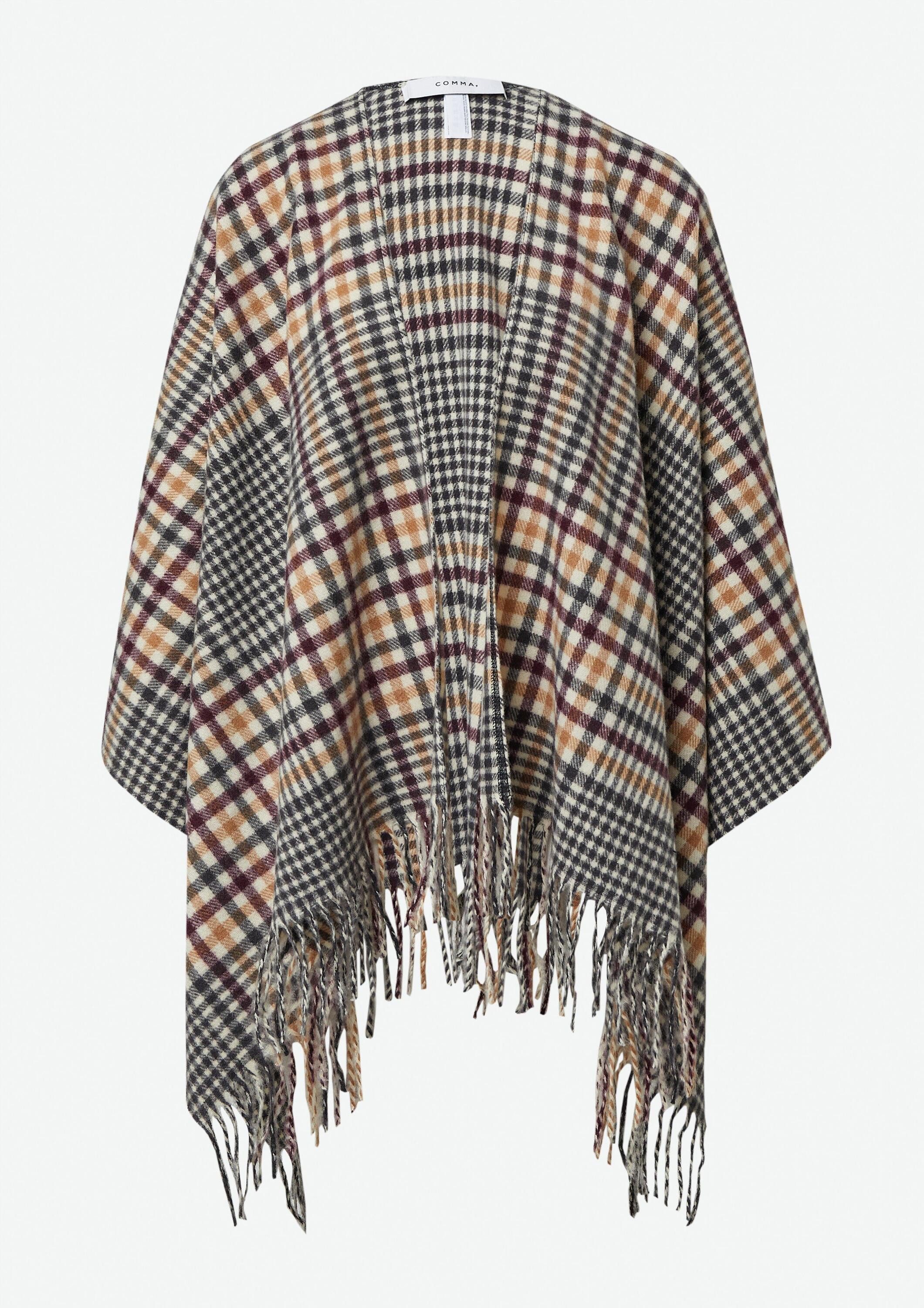 comma Poncho Indoor-Poncho Softer Poncho mit Fransen