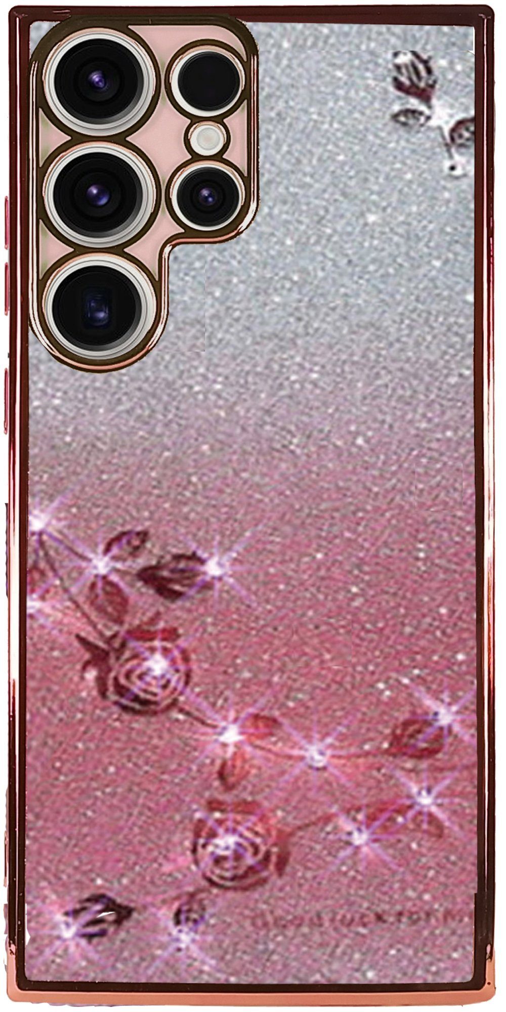 Traumhuelle Handyhülle GLITZER STRASS ROSE TPU HÜLLE Silikon Case Cover für iPhone 17, 16, 15, Samsung A17 A27 A37 A57 A16 A26 A36 A56 A15 A25 A35 A55 S26 S25 S24 5G