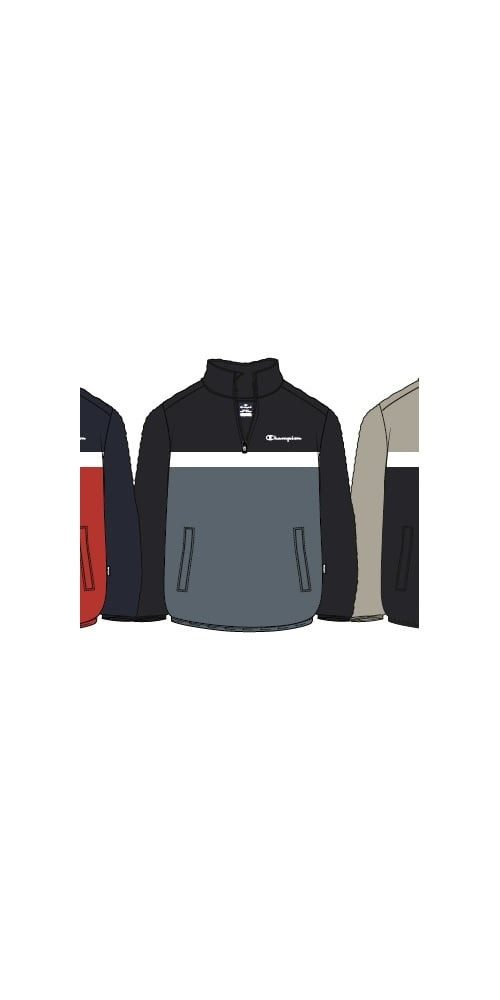 Champion Kapuzenpullover Half Zip (Baumwolle) schwarz/blau günstig online kaufen