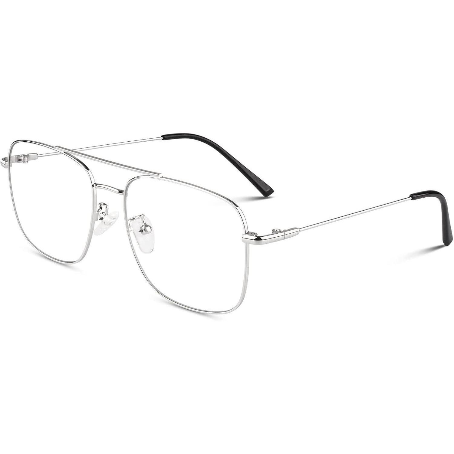LuxusKollektion Brillengestell Brille Herren Damen Pilotenbrille Metall ohne Sehstärke Silber