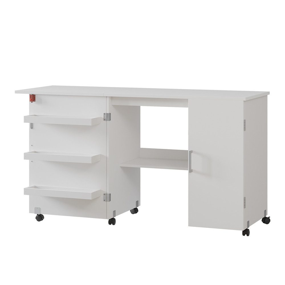 Vicco Schreibtisch Carmen, Weiß, 148 x 75 cm mit 3 Regalfächer und Schrank (1-St)