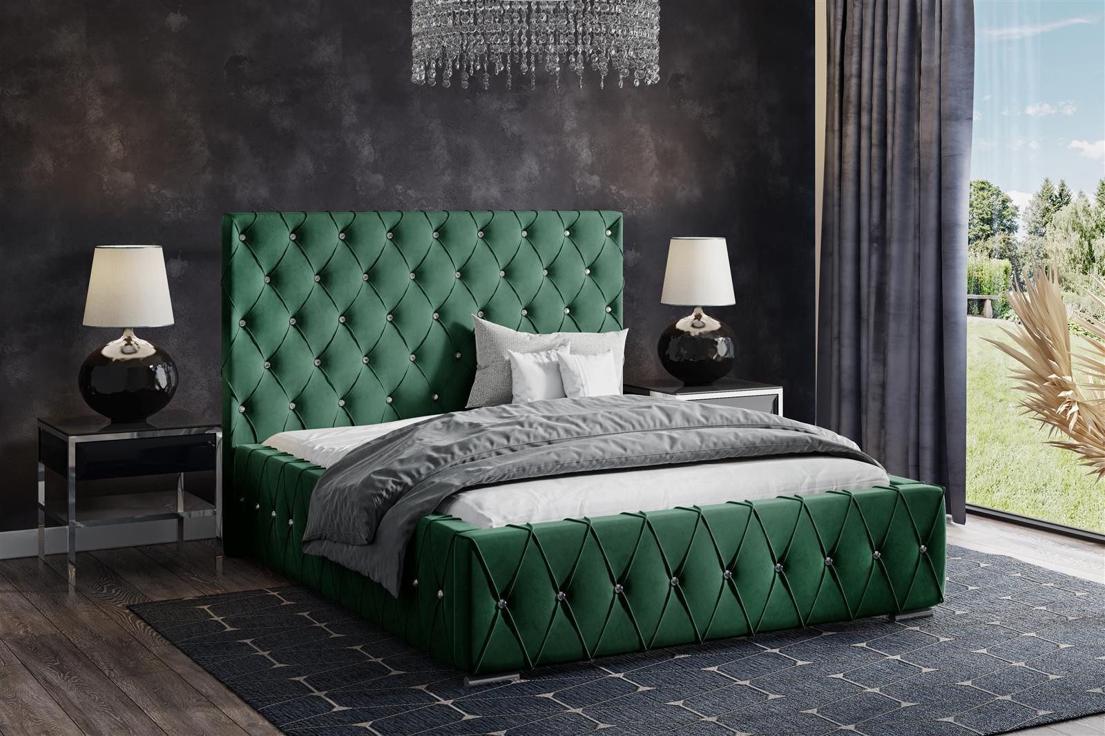 VIVENTE Мебель Polsterbett LORD Samt Bezugstoff MAGIC VELVET, Bettkasten Lattenrost 32 Lamellen, mit großem Bettkasten in versch. Breiten und Цвета(ов)