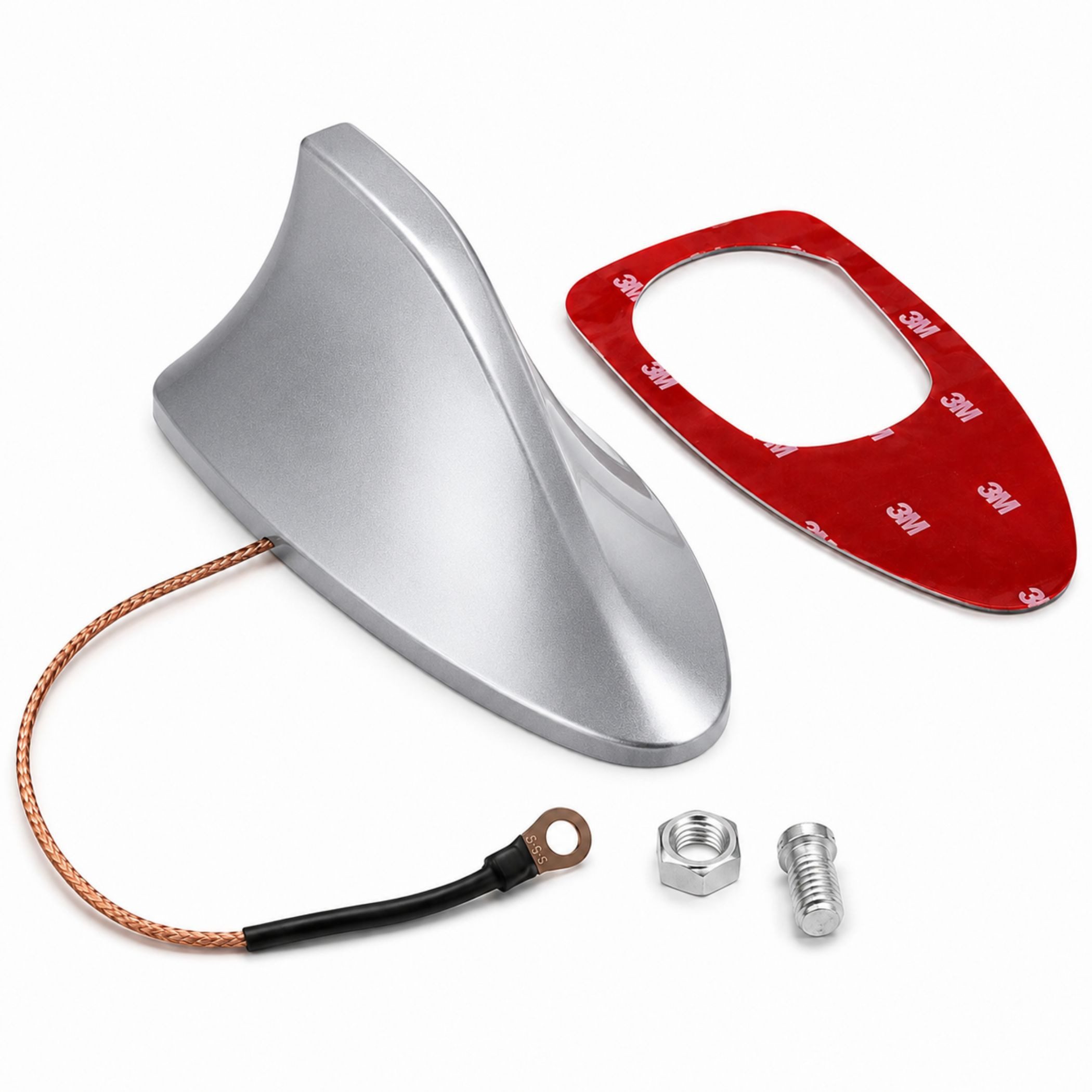 Bolwins A29C Universal Auto Shark Hai Antenne Dachantenne Haifisch Hochglanz Dachantenne (FM AM Radiosignal, für Innen- oder Außenbereich, Verstärkung: 6 dB), Signal Verstärkung 6dB
