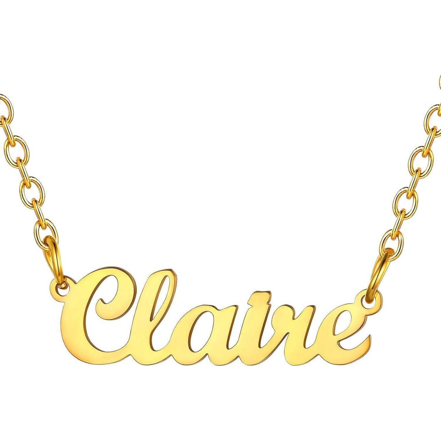 LuxusKollektion Namenskette Namenskette Damen Edelstahl 18k vergoldet Claire 18k vergoldet