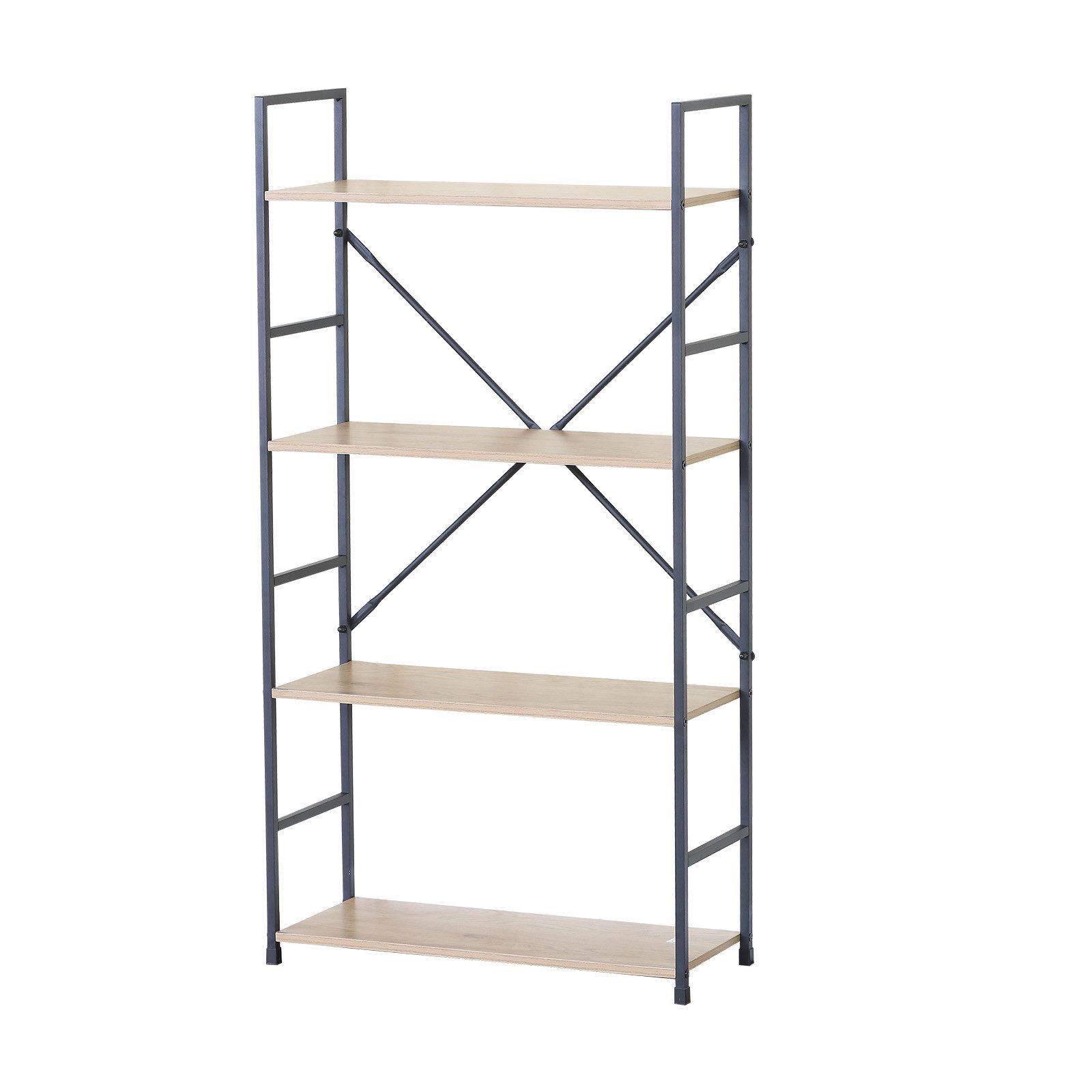 HTI-Living Standregal Elio mit 4 Ablagen, Stahlgestell, MDF-Böden in Artisaneiche, 1 Stück 1-tlg., im Industrie-Design mit vier großzügigen Ablageböden – Bild 2 von 4