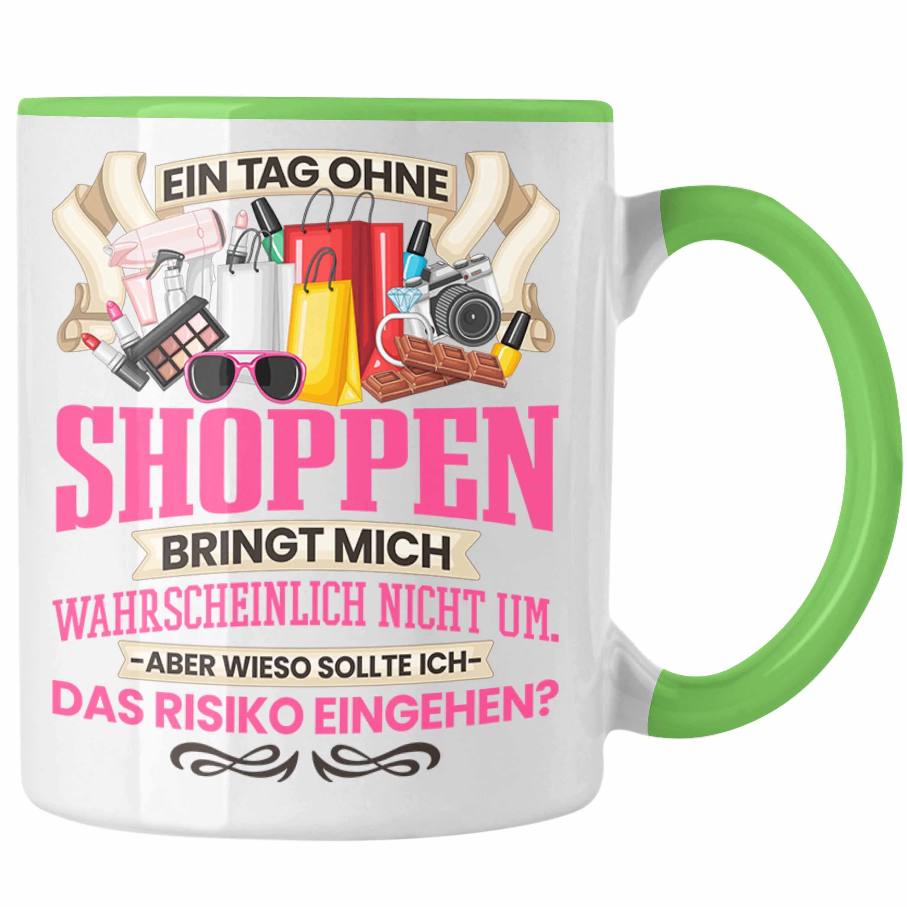 Frauen Shoppen Grün Geschenkidee - Trendation Trendation Tasse Tasse Shopping-Sucht Geschenk
