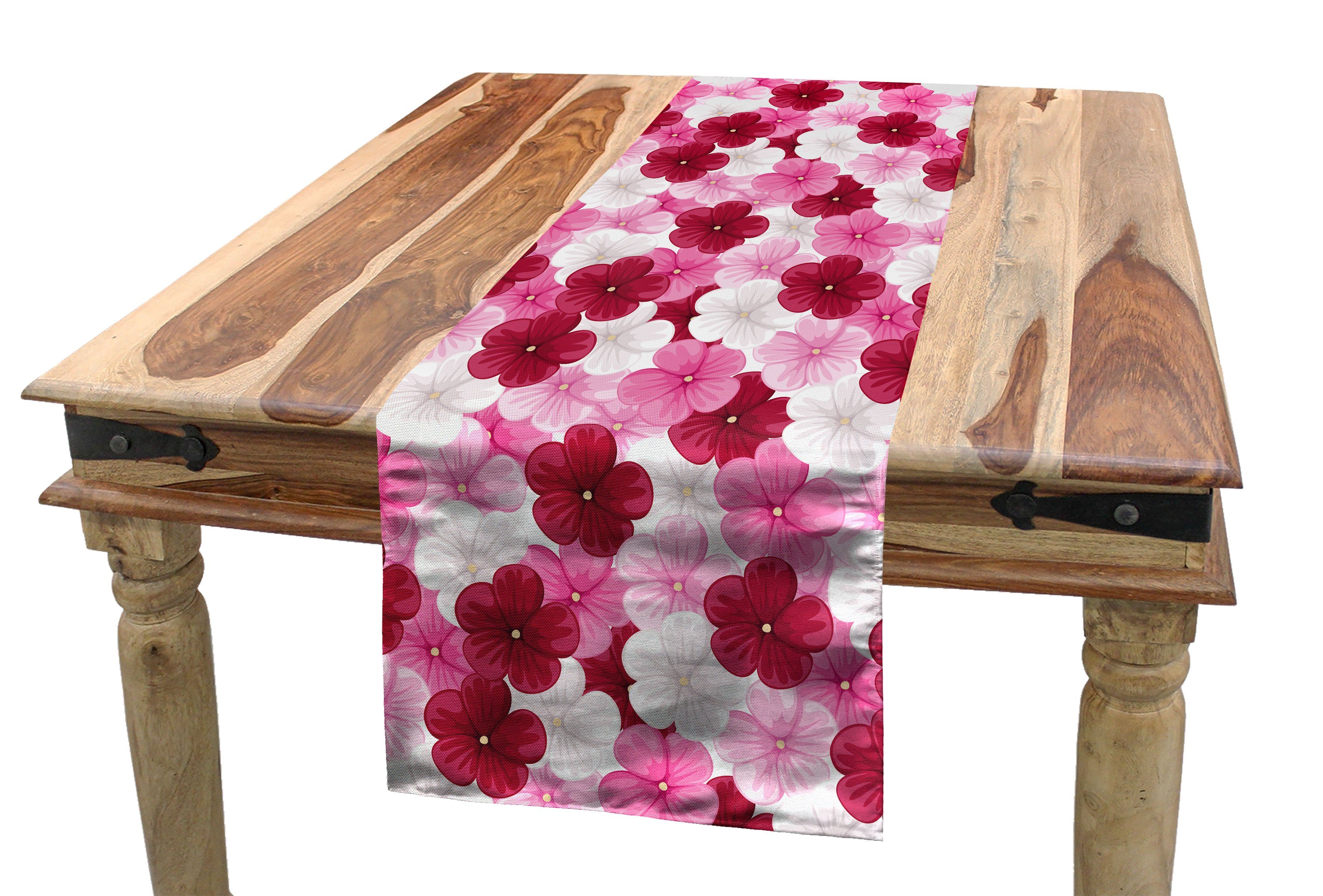 Abakuhaus Tischläufer Esszimmer Küche Rechteckiger Dekorativer Tischläufer, Blumen Blossom Malve Blume