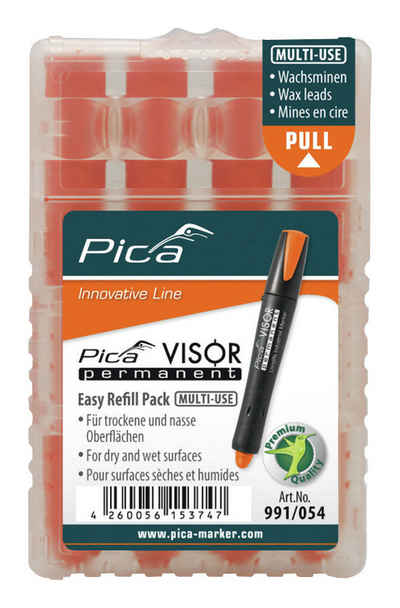 Pica Permanentmarker, (4 Stück), Minen-Set für Permanentmarker VISOR Industrial orange