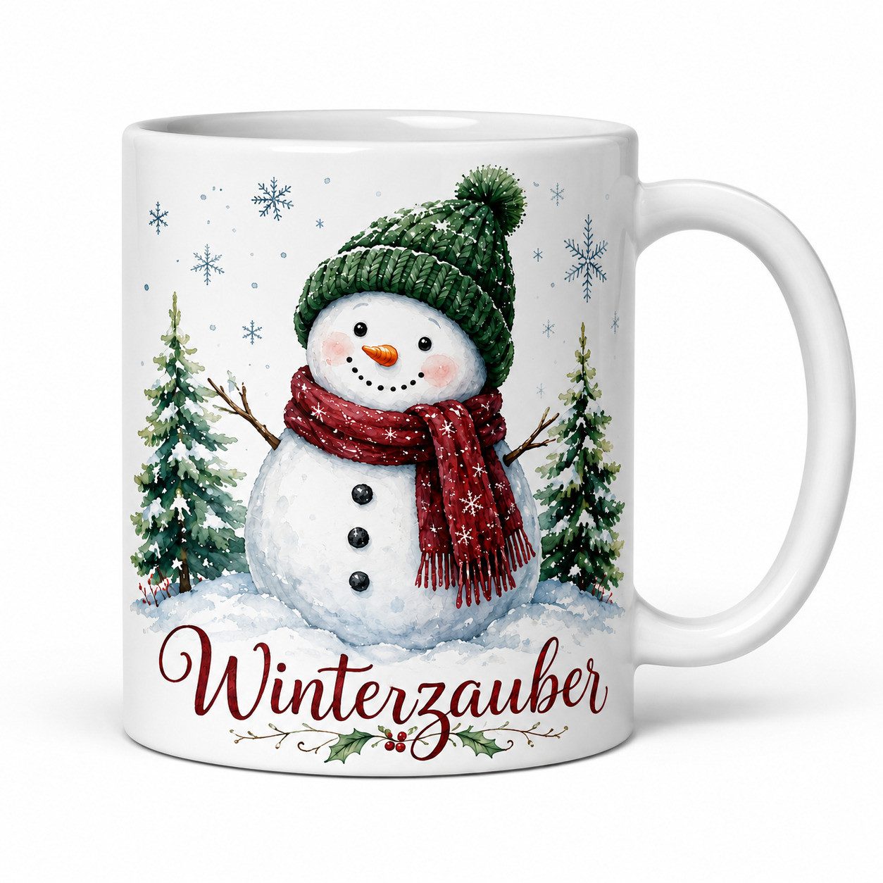 WS-Trend Tasse Schneemann Weihnachtstasse - Geschenk zu Weihnachten - weiß mit Spruc, Keramik
