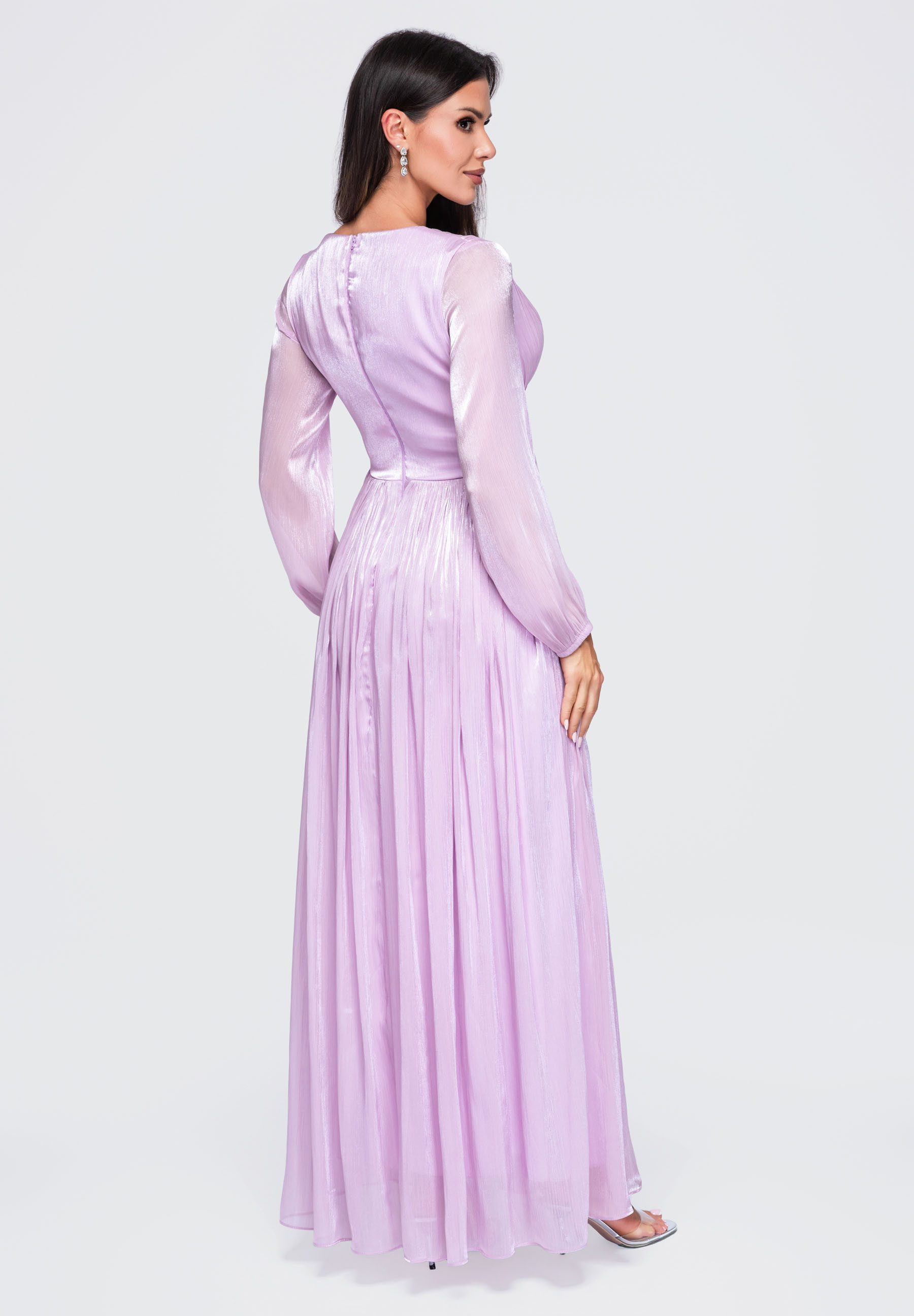 OMBRE Abendkleid Damen Abendkleid Maxi mit V-Ausschnitt Violett M (kein Set, 1-tlg) in Unifarbe