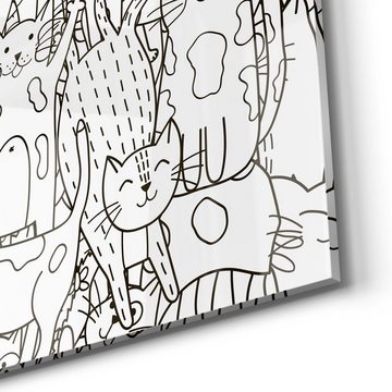 DEQORI Magnettafel 'Comic-Katzen', Whiteboard Pinnwand beschreibbar